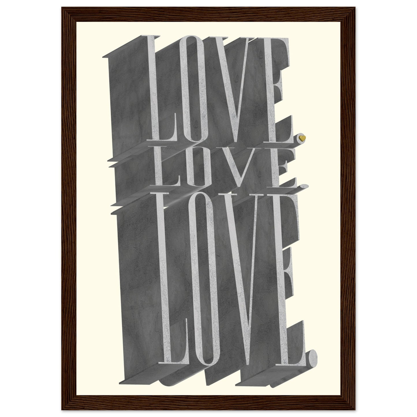 Sign 'Love, Love, Love' - Premium Matte Paper Wooden Framed Poster