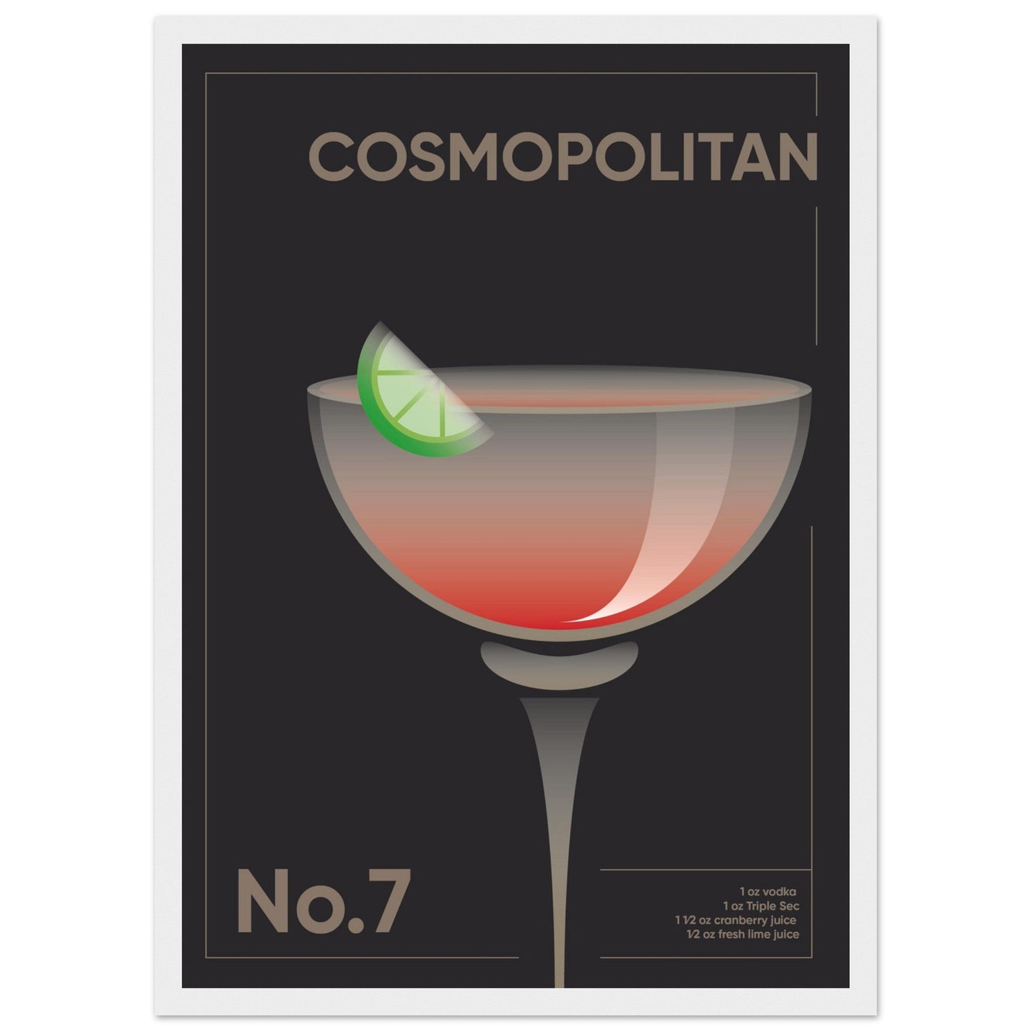 Cocktail 'Cosmopolitan' - Premium Matte Paper Wooden Framed Poster