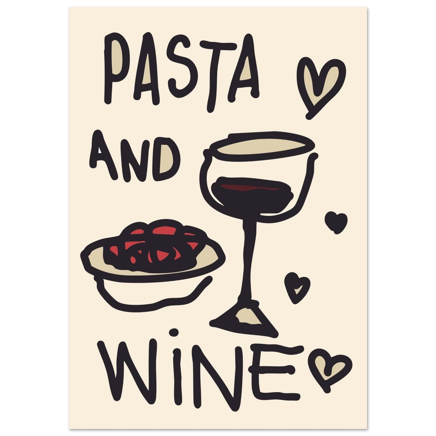 Food 'Pasta & Wine' - Premium Matte Paper Poster
