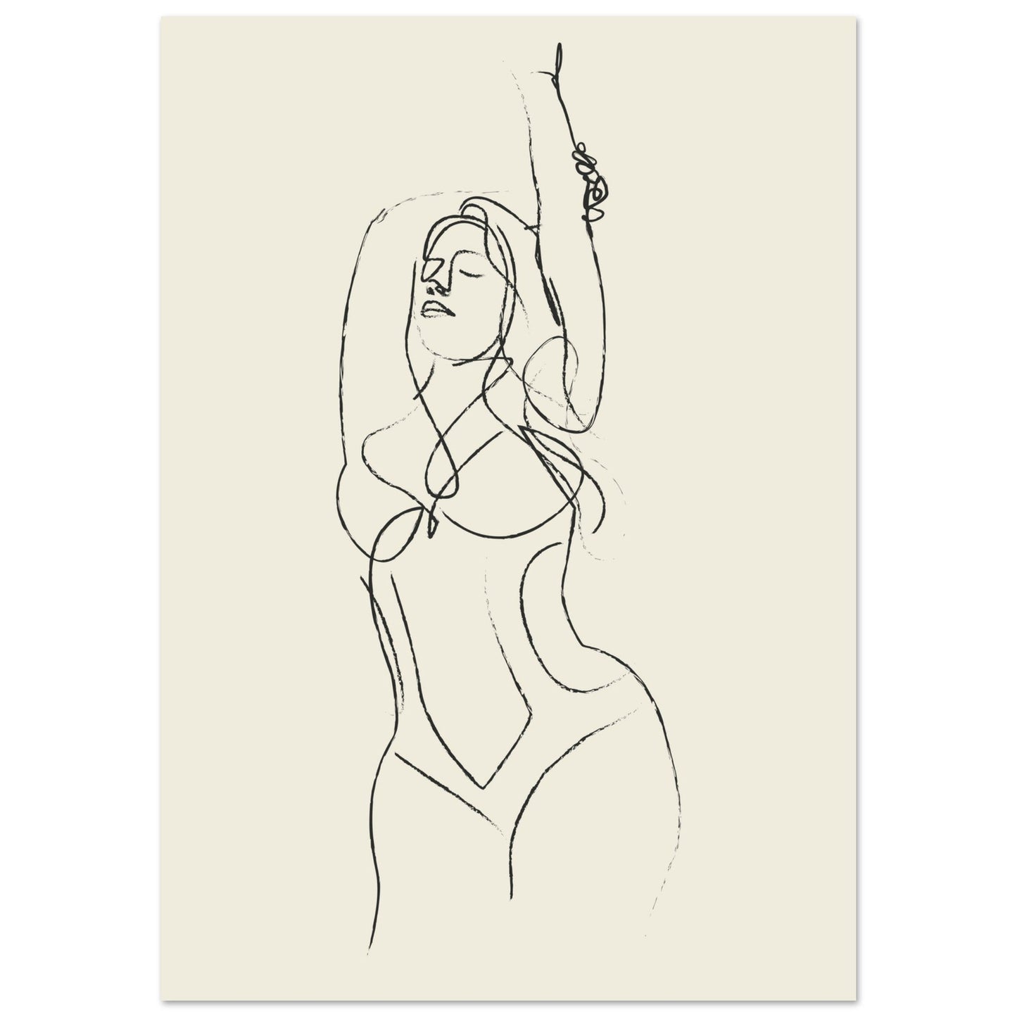 Line Art 'Beach Ready' - Premium Matte Paper Poster