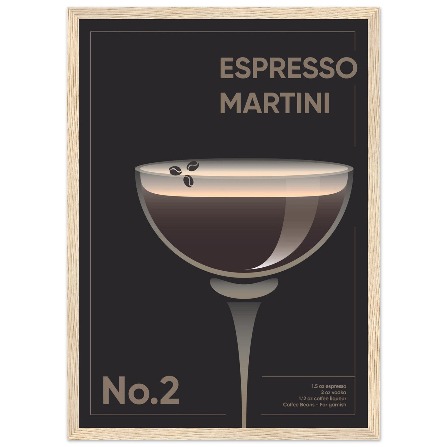 Cocktail 'Espresso Martini' - Premium Matte Paper Wooden Framed Poster