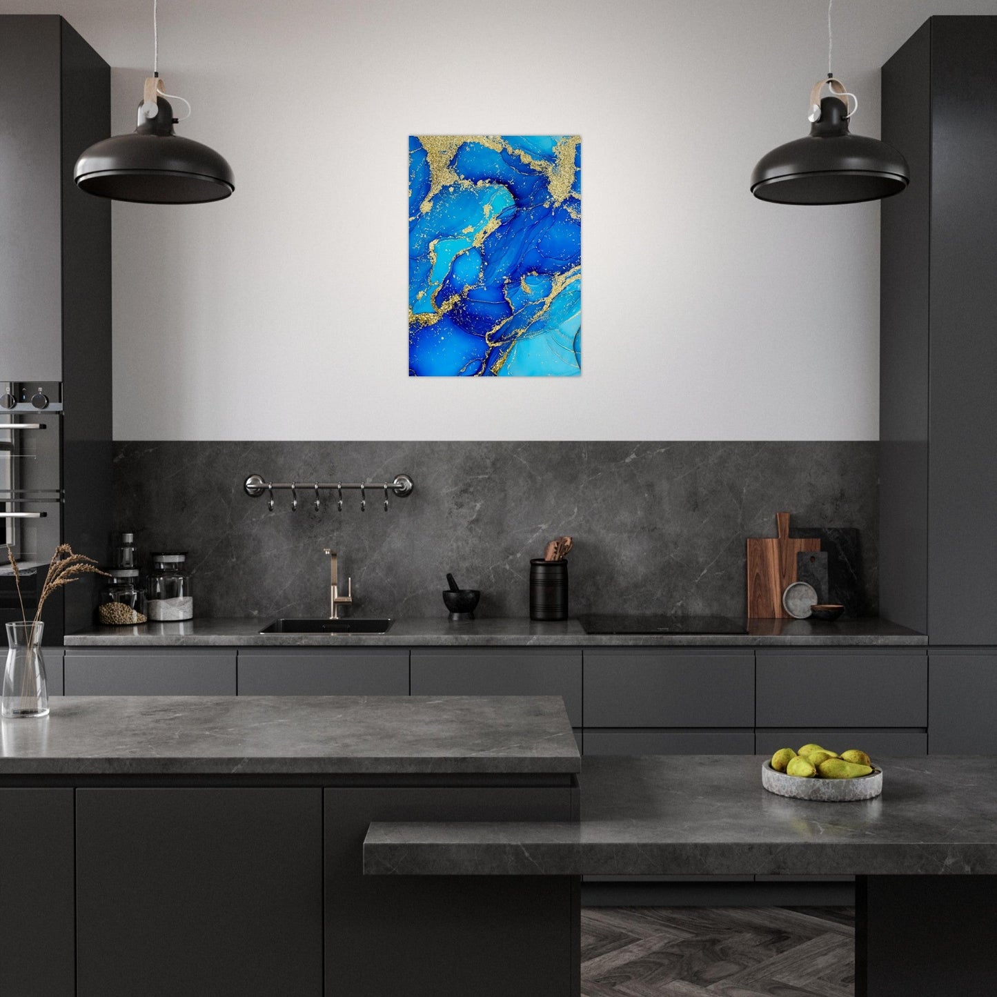 Marble 'Blue & Gold' - Premium Matte Paper Poster