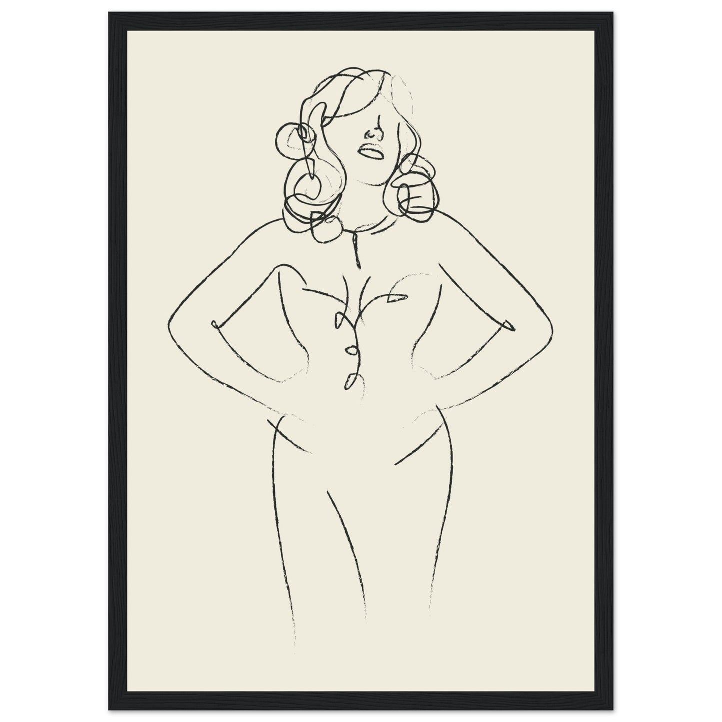 Line Art 'Sabrina' - Premium Matte Paper Wooden Framed Poster