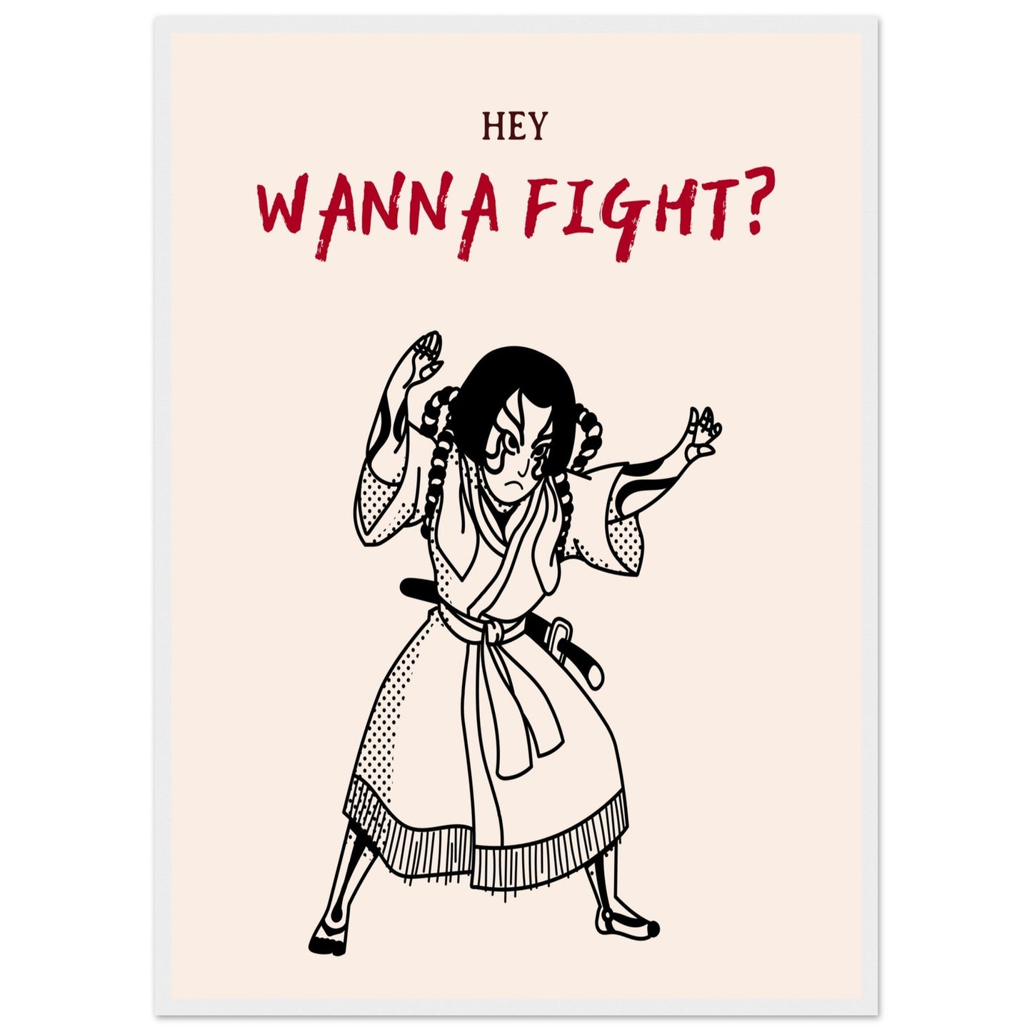 Graphic 'Wanna Fight?' - Premium Matte Paper Wooden Framed Poster