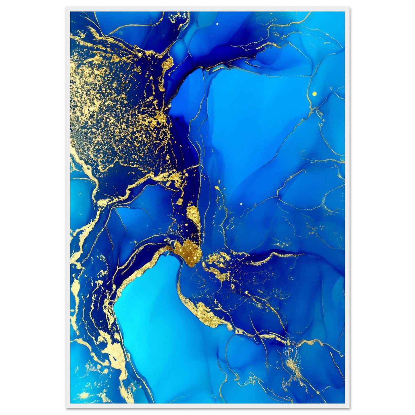 Marble 'Blue & Gold' III - Premium Matte Paper Wooden Framed Poster