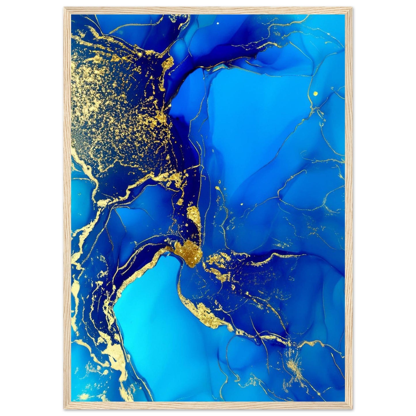Marble 'Blue & Gold' III - Premium Matte Paper Wooden Framed Poster