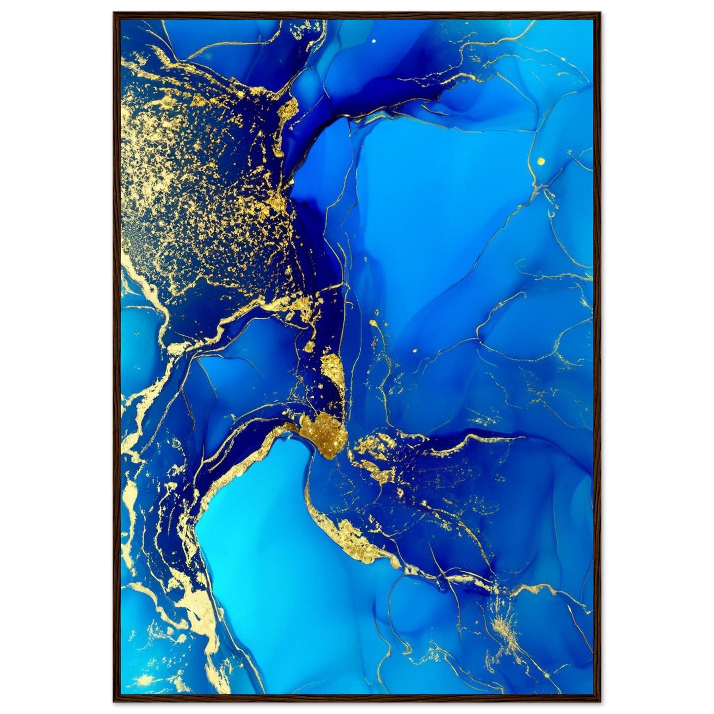 Marble 'Blue & Gold' III - Premium Matte Paper Wooden Framed Poster