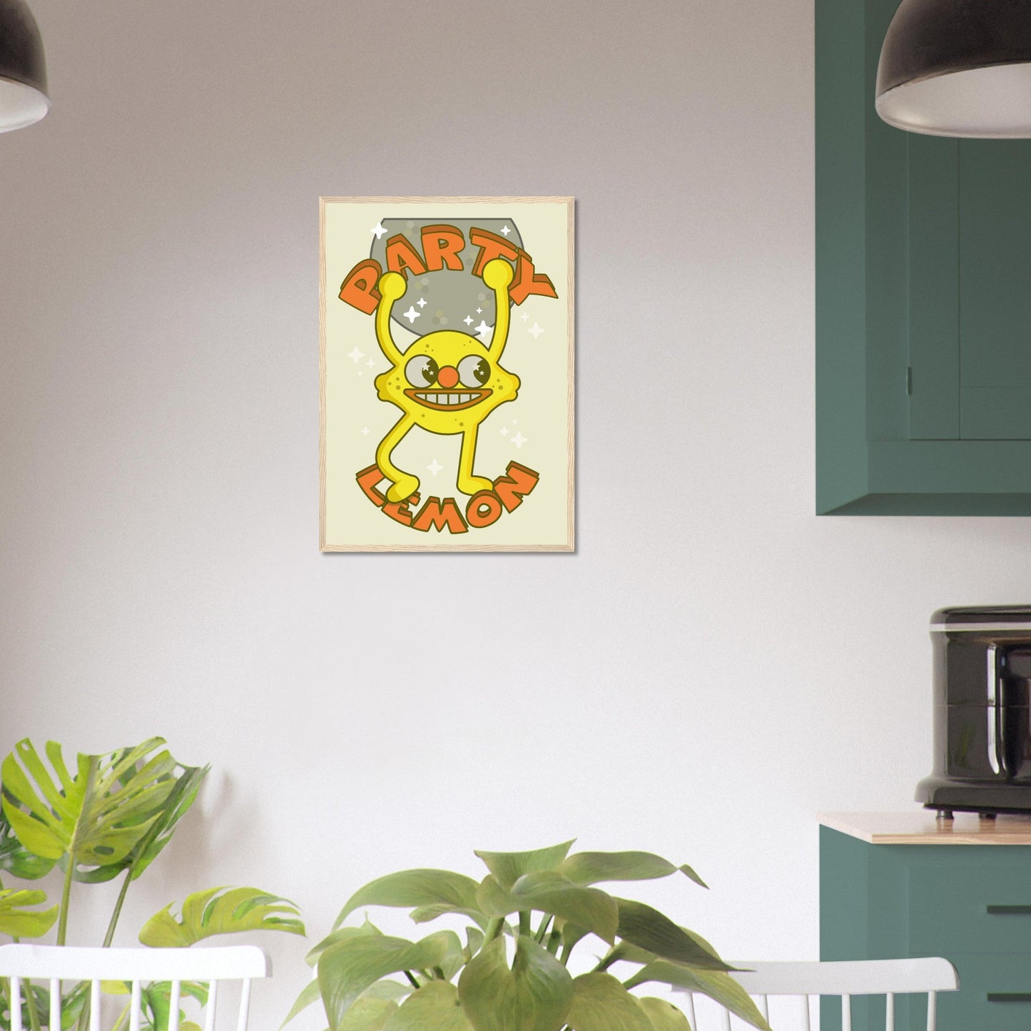 Fruity 'Party Lemon' - Premium Matte Paper Wooden Framed Poster