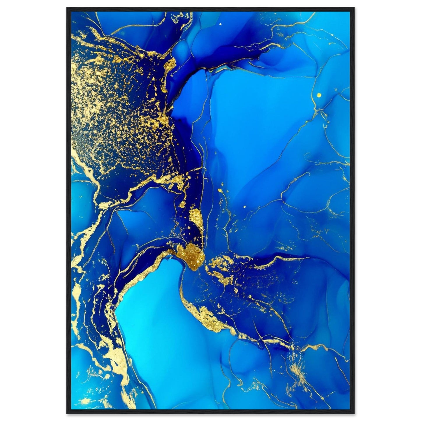 Marble 'Blue & Gold' III - Premium Matte Paper Wooden Framed Poster