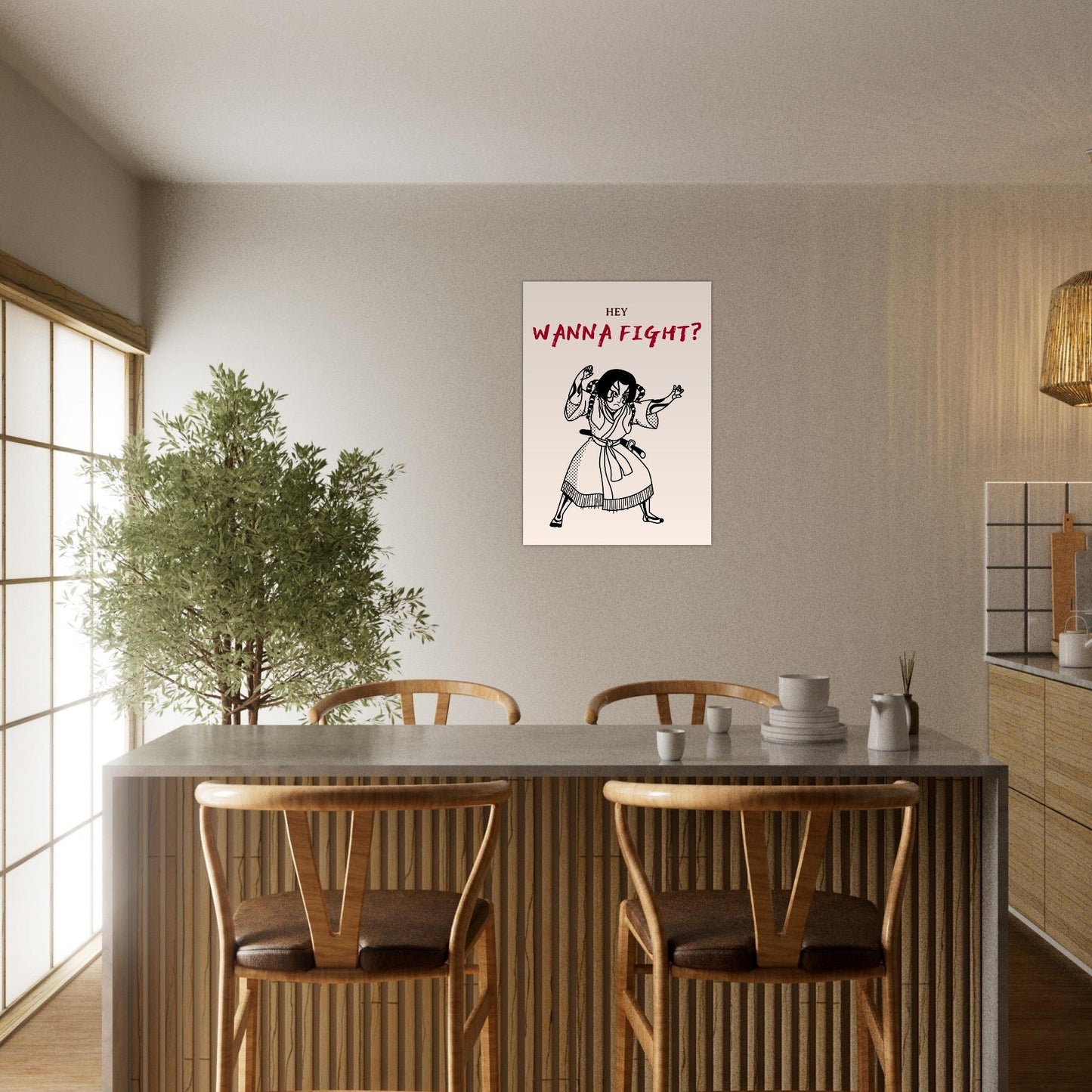 Graphic 'Wanna Fight?' - Premium Matte Paper Poster