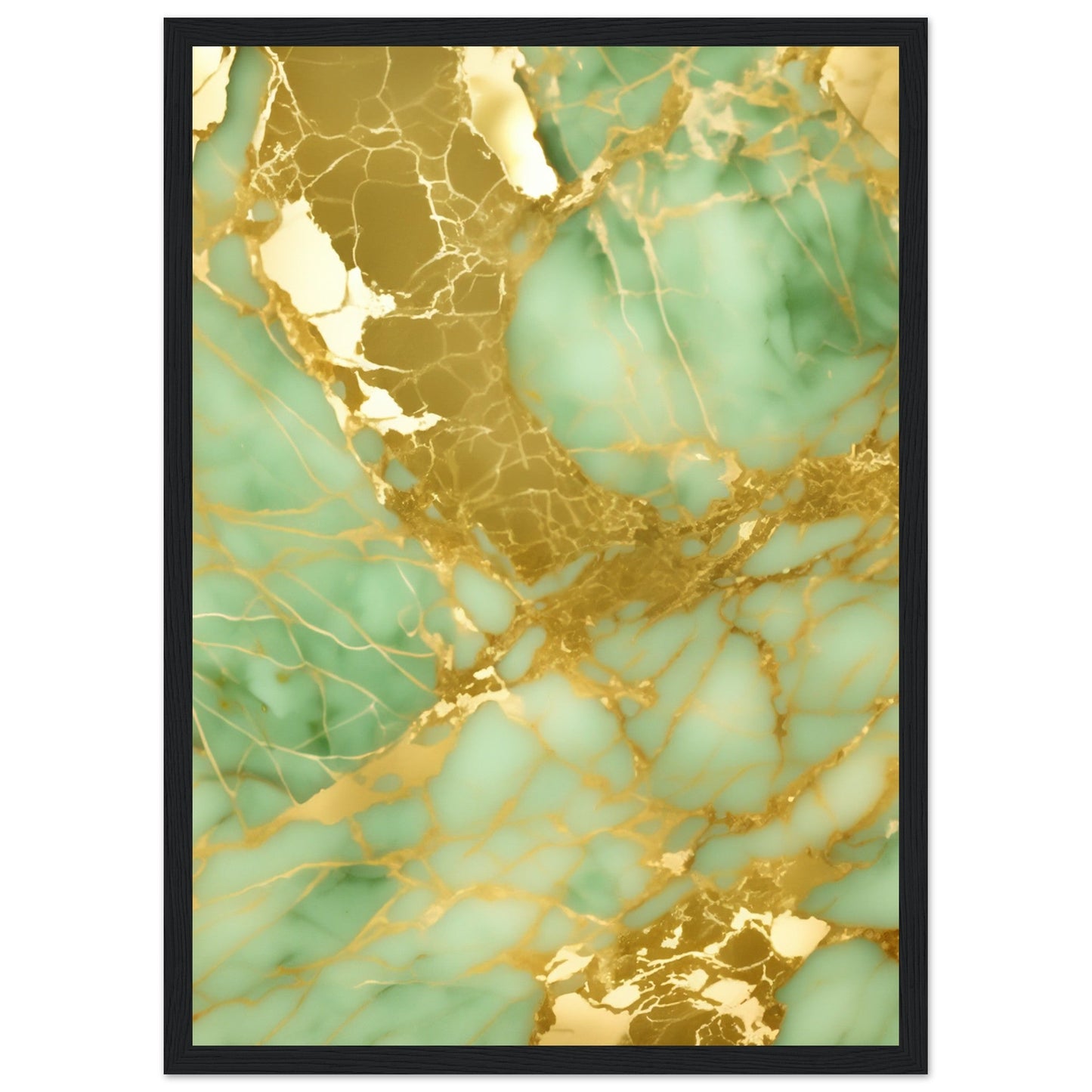 Marble 'Green & Gold' II - Premium Matte Paper Wooden Framed Poster