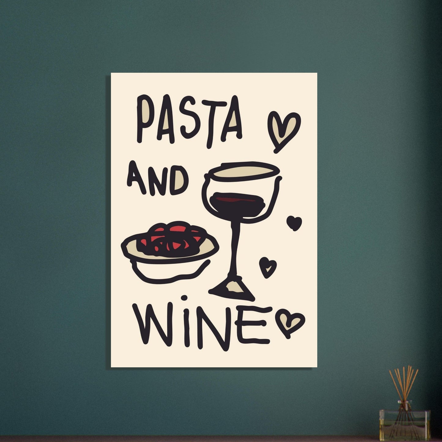 Food 'Pasta & Wine' - Premium Matte Paper Poster