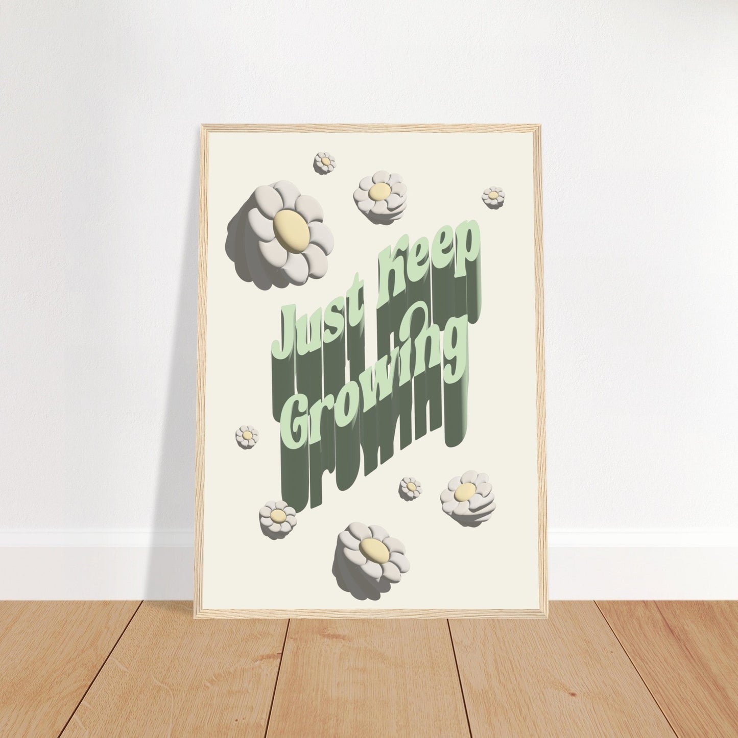 Sign 'Just Keep Growing' - Premium Matte Paper Wooden Framed Poster