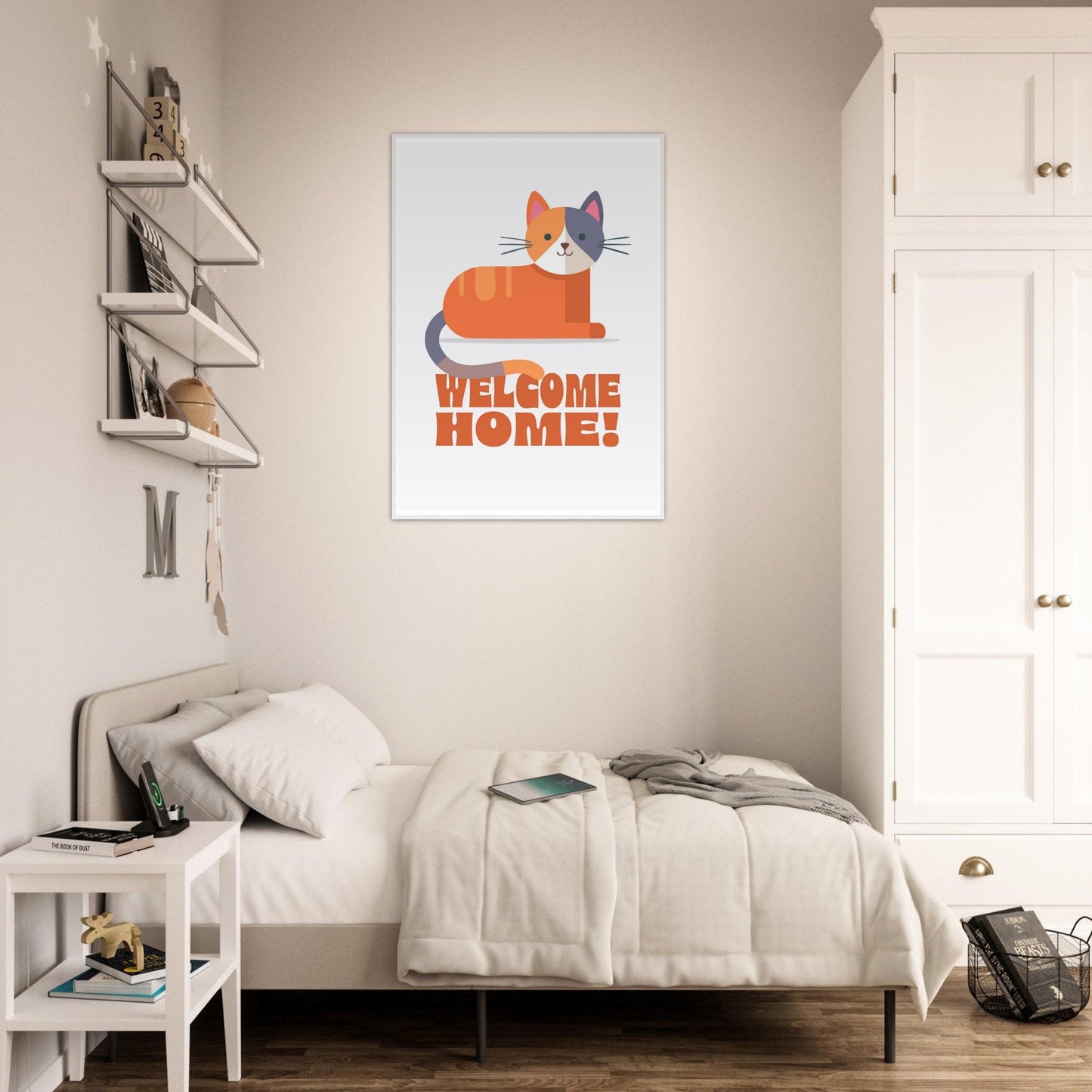 'Welcome Home!' (Cat) - Premium Matte Paper Wooden Framed Poster