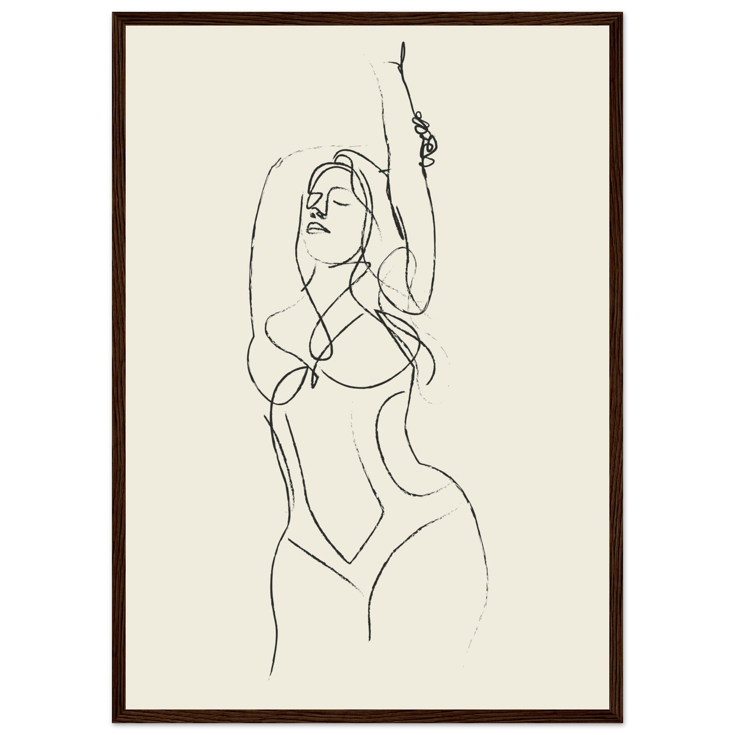 Line Art 'Beach Ready' - Premium Matte Paper Wooden Framed Poster