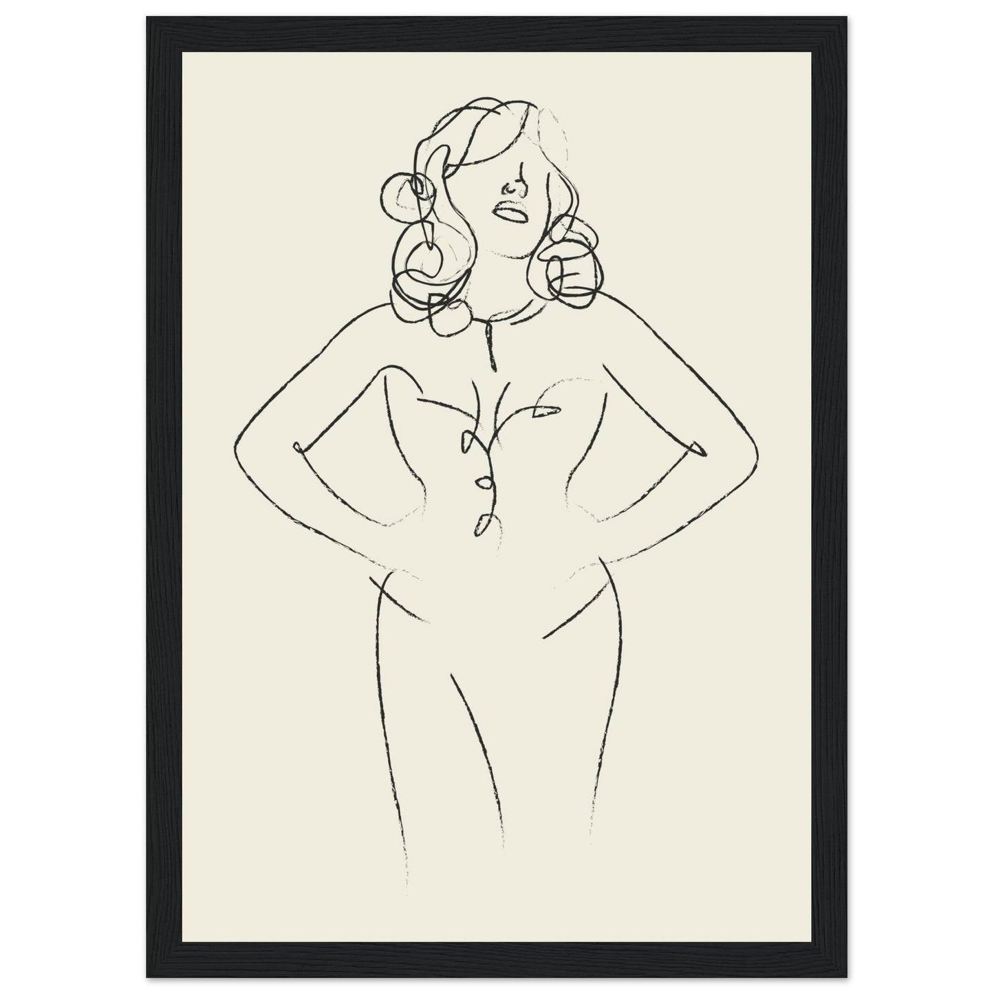 Line Art 'Sabrina' - Premium Matte Paper Wooden Framed Poster