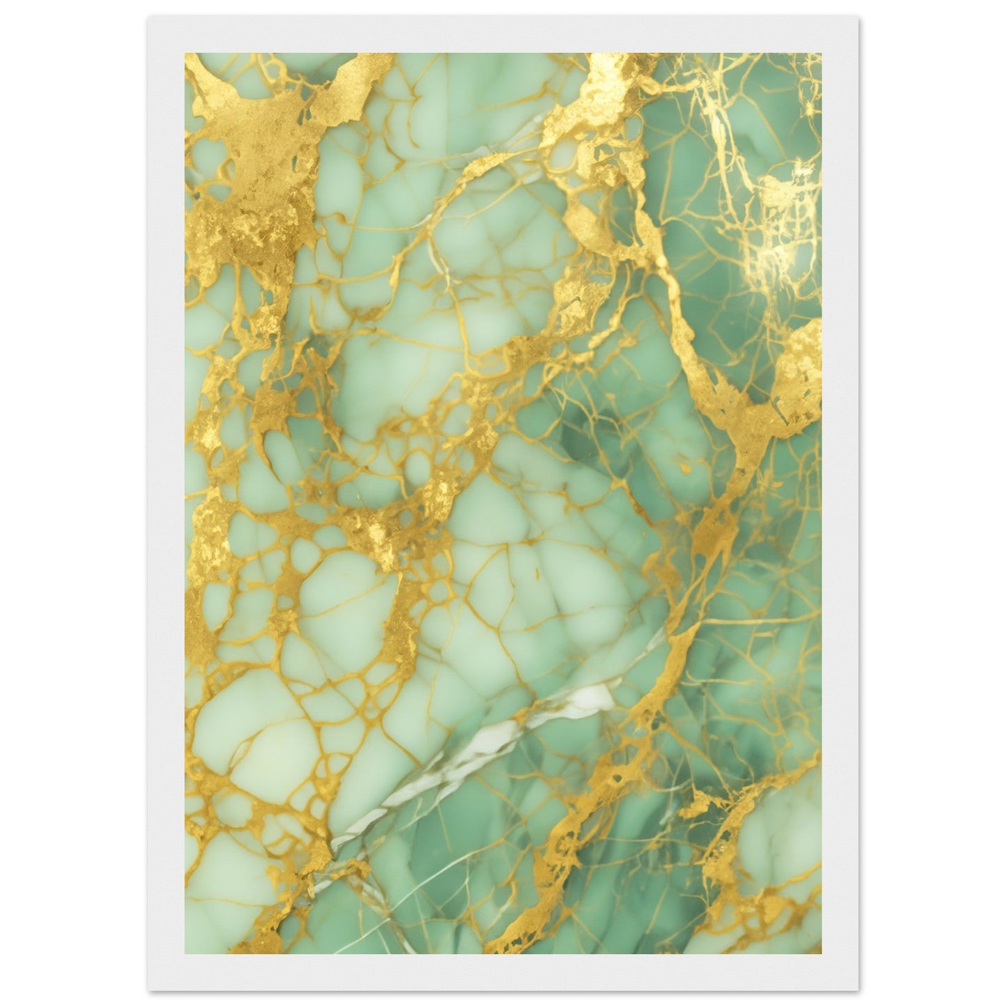 Marble 'Green & Gold' - Premium Matte Paper Wooden Framed Poster