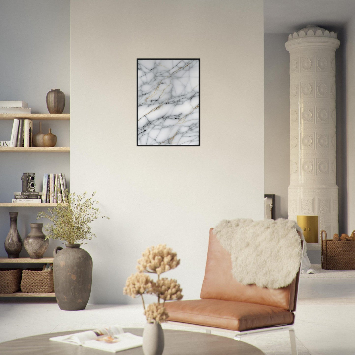 Marble 'Grey' - Premium Matte Paper Wooden Framed Poster