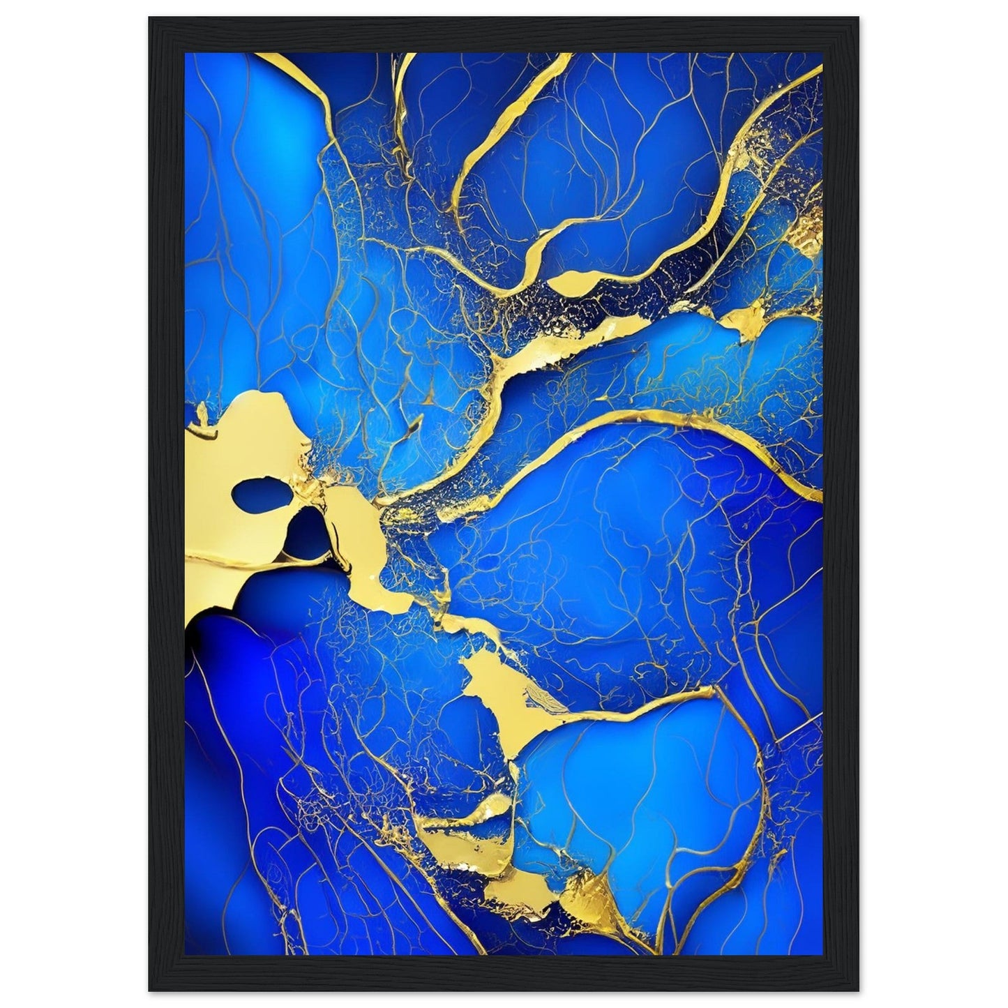 Marble 'Blue & Gold' II - Premium Matte Paper Wooden Framed Poster