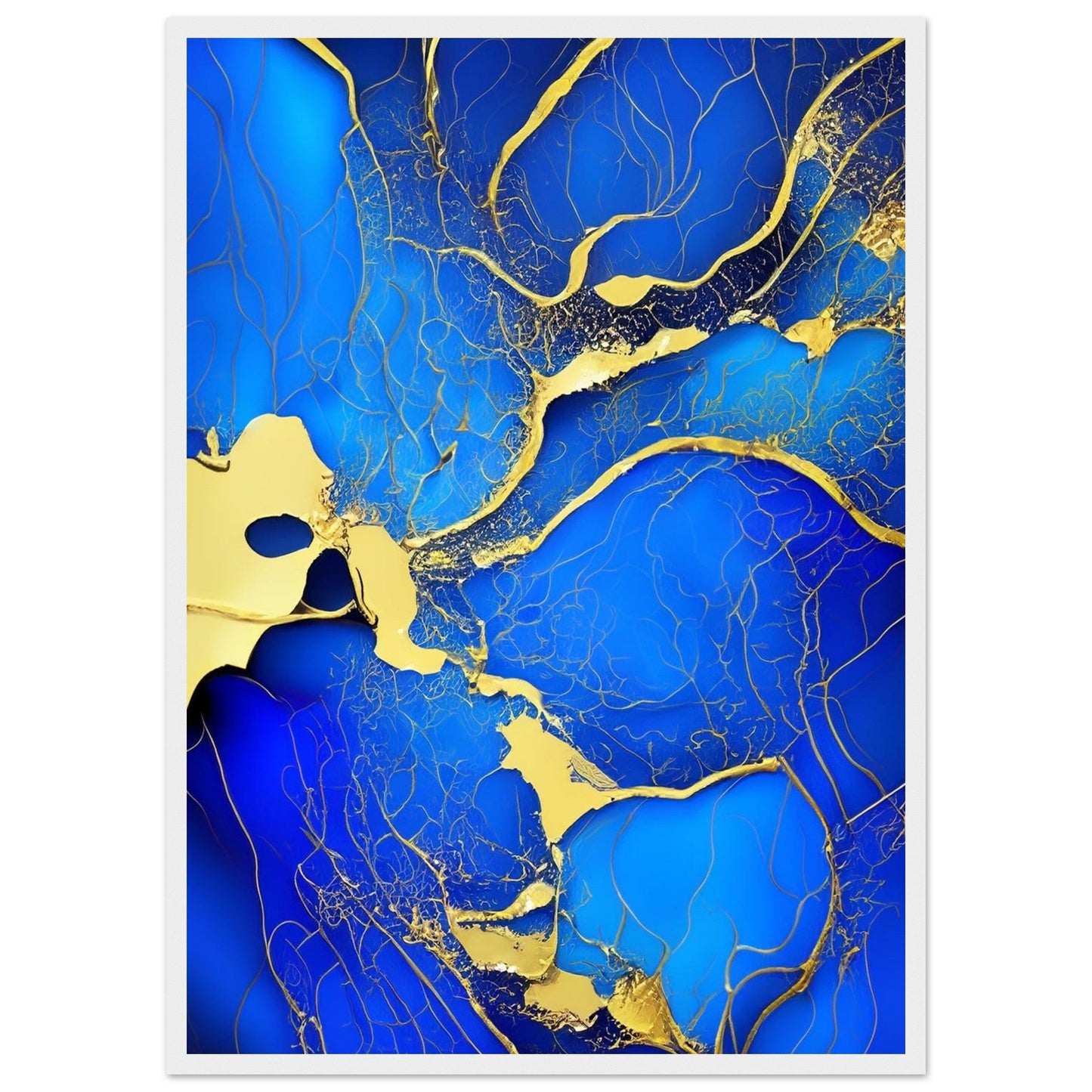 Marble 'Blue & Gold' II - Premium Matte Paper Wooden Framed Poster