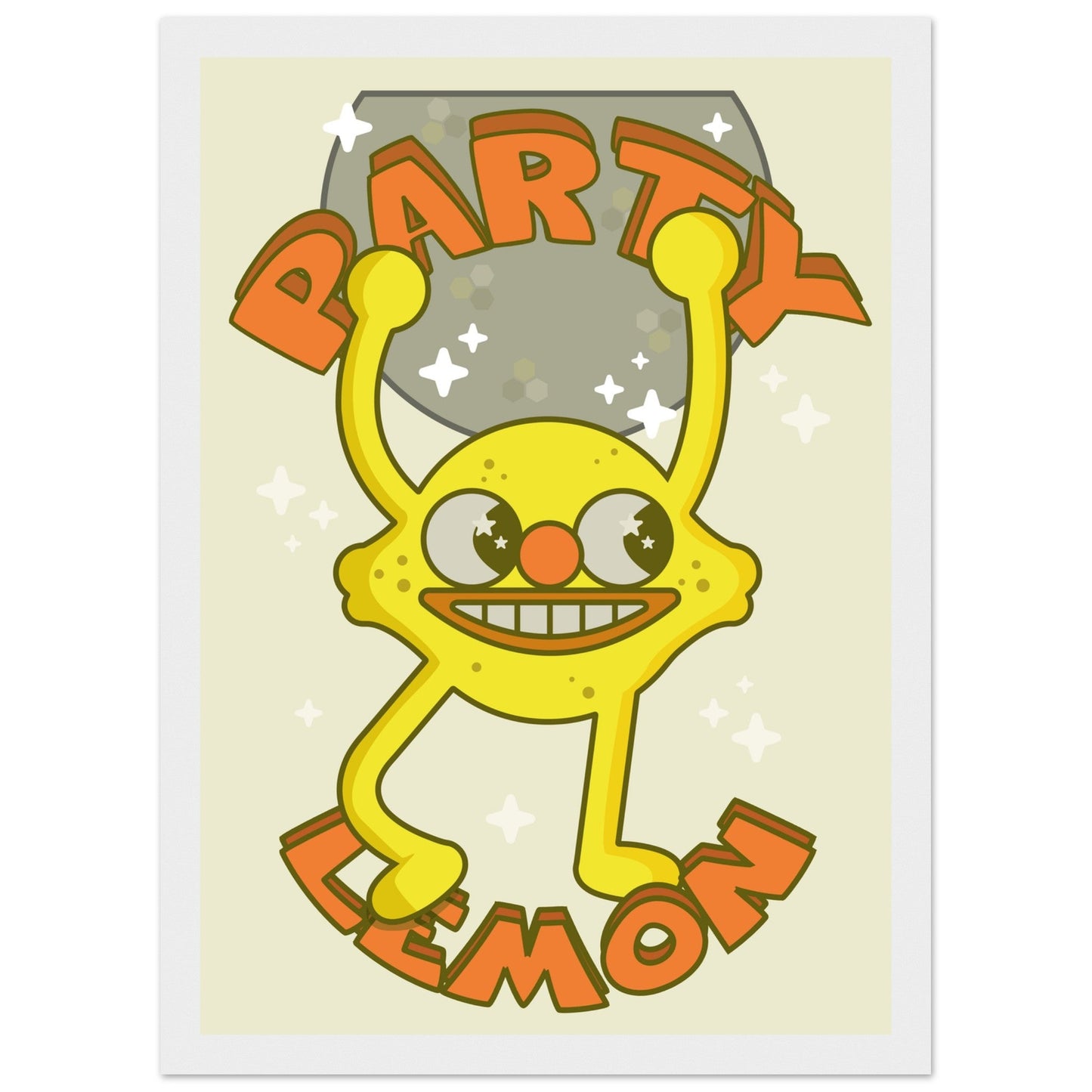 Fruity 'Party Lemon' - Premium Matte Paper Wooden Framed Poster