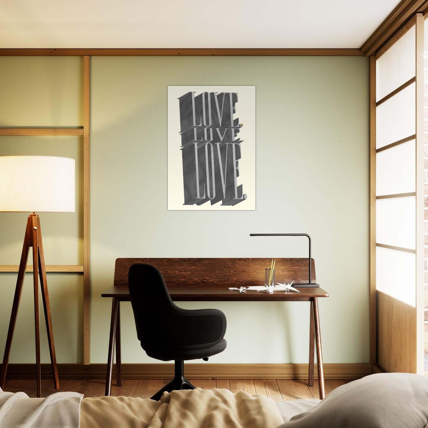 Sign 'Love, Love, Love' - Premium Matte Paper Poster