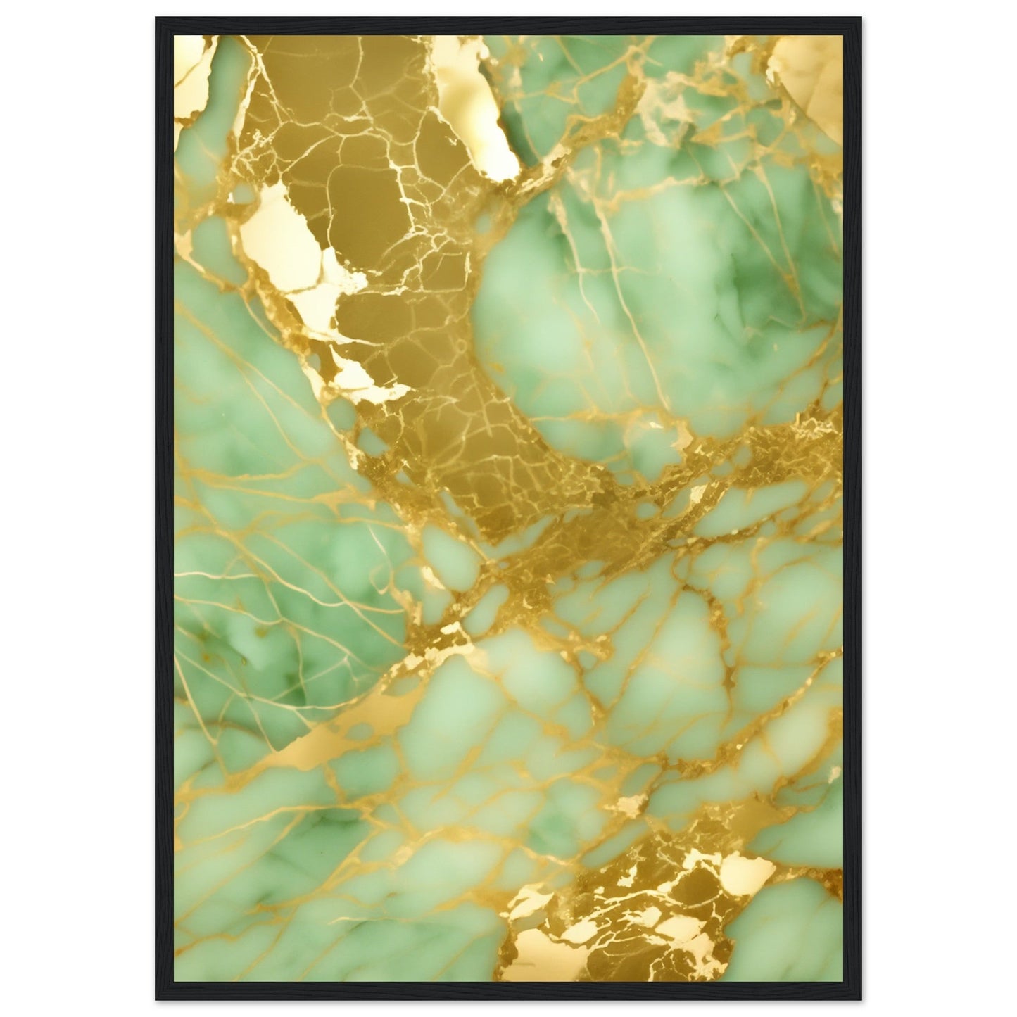 Marble 'Green & Gold' II - Premium Matte Paper Wooden Framed Poster