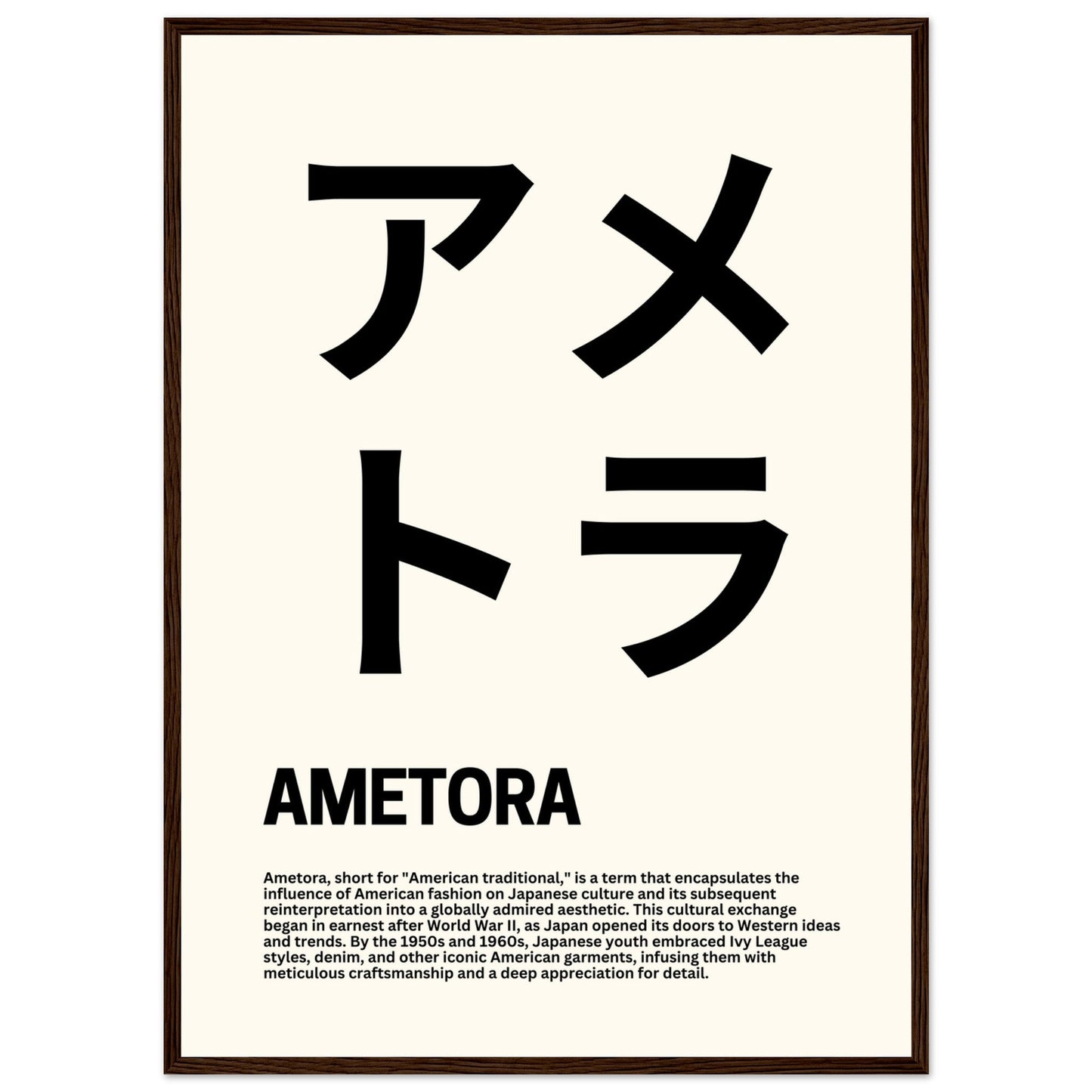 Japanese Fashion 'Ametora' - Premium Matte Paper Wooden Framed Poster