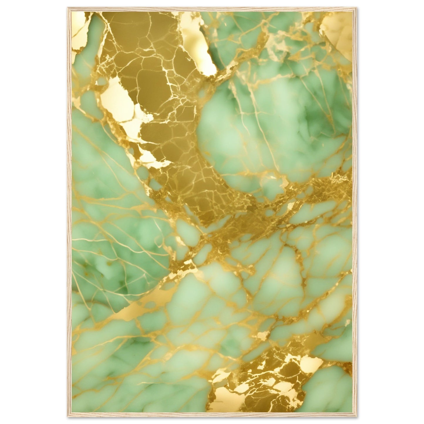 Marble 'Green & Gold' II - Premium Matte Paper Wooden Framed Poster