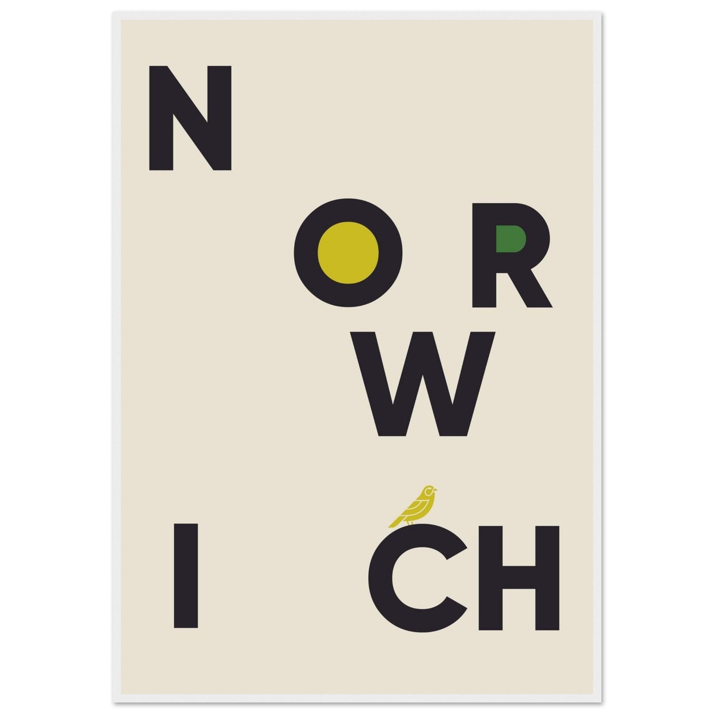 Cities/ Places 'Norwich' - Premium Matte Paper Wooden Framed Poster