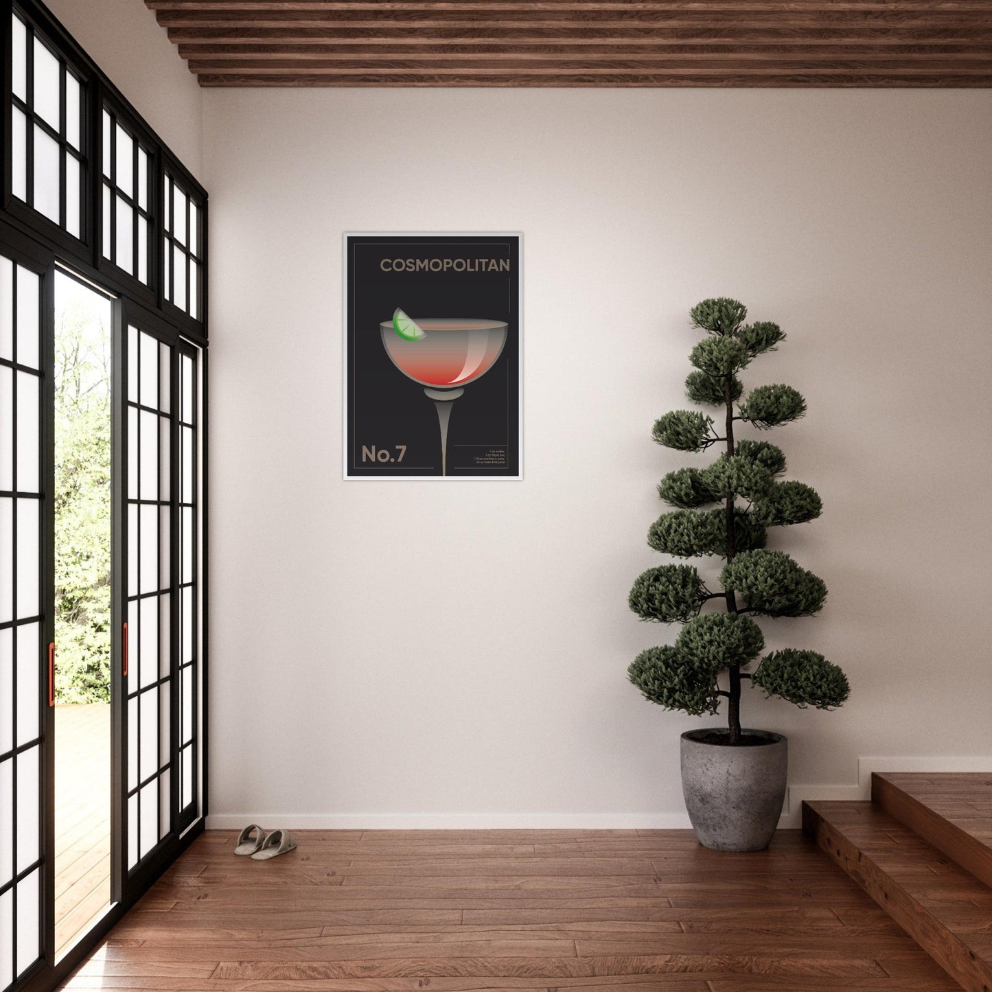 Cocktail 'Cosmopolitan' - Premium Matte Paper Wooden Framed Poster