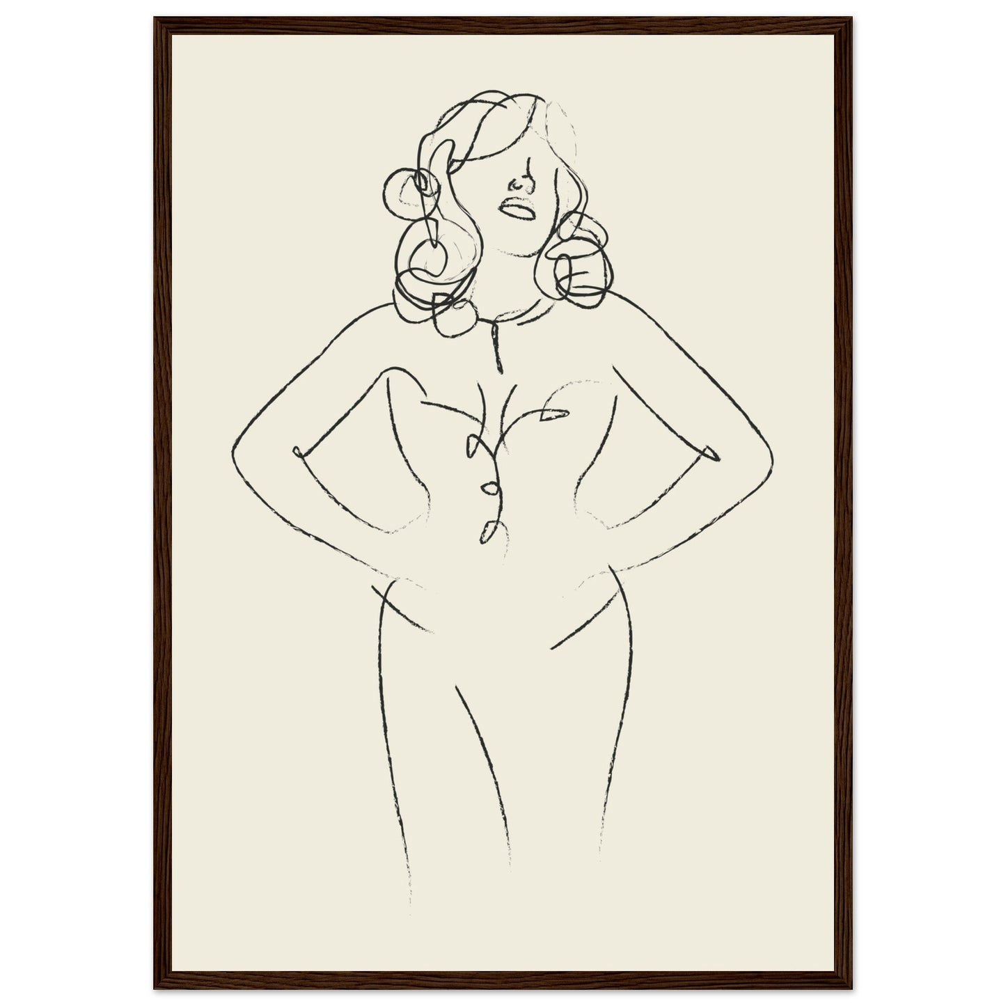 Line Art 'Sabrina' - Premium Matte Paper Wooden Framed Poster