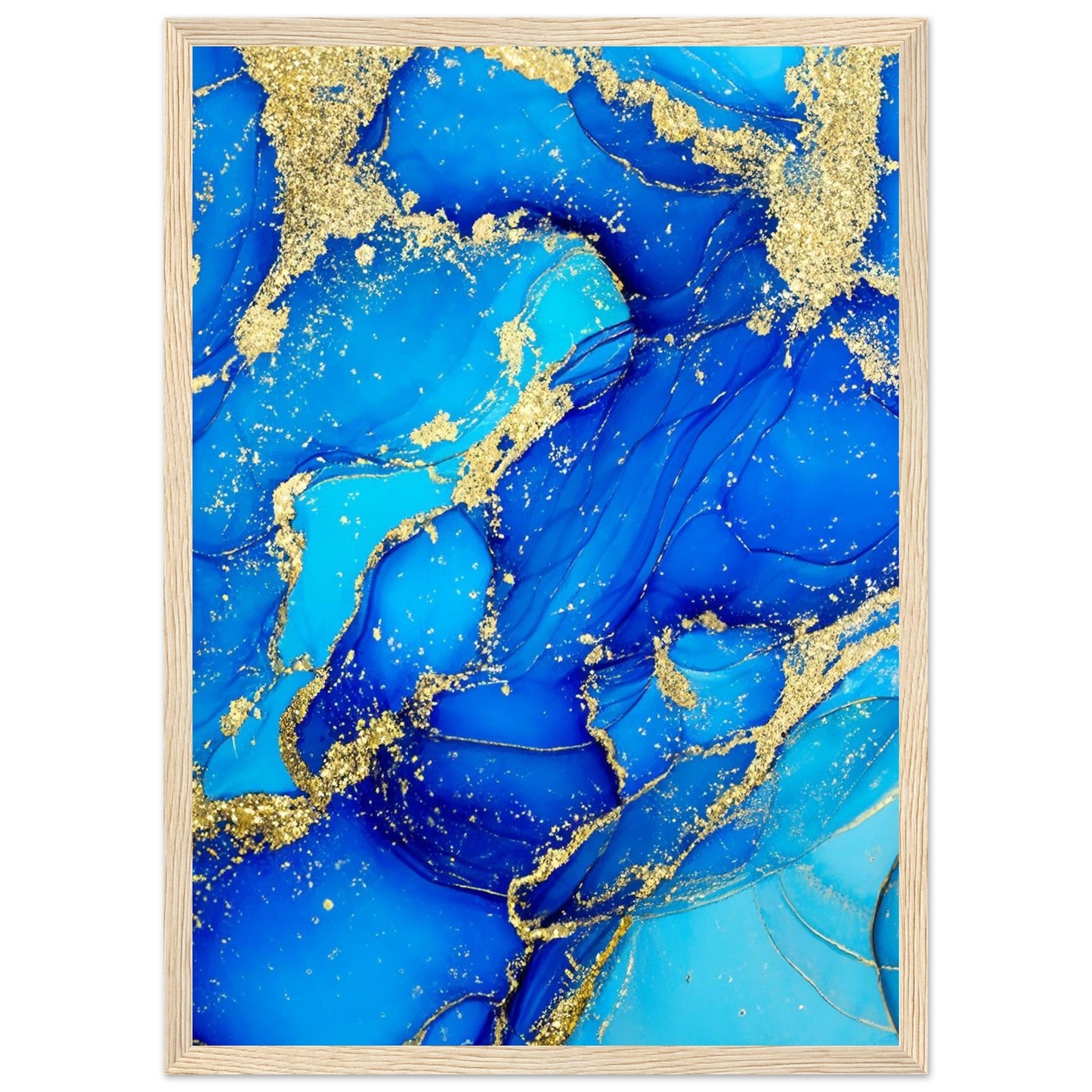 Marble 'Blue & Gold' - Premium Matte Paper Wooden Framed Poster