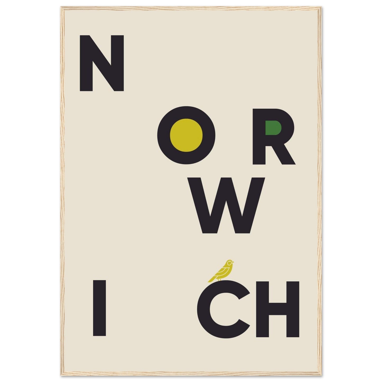 Cities/ Places 'Norwich' - Premium Matte Paper Wooden Framed Poster