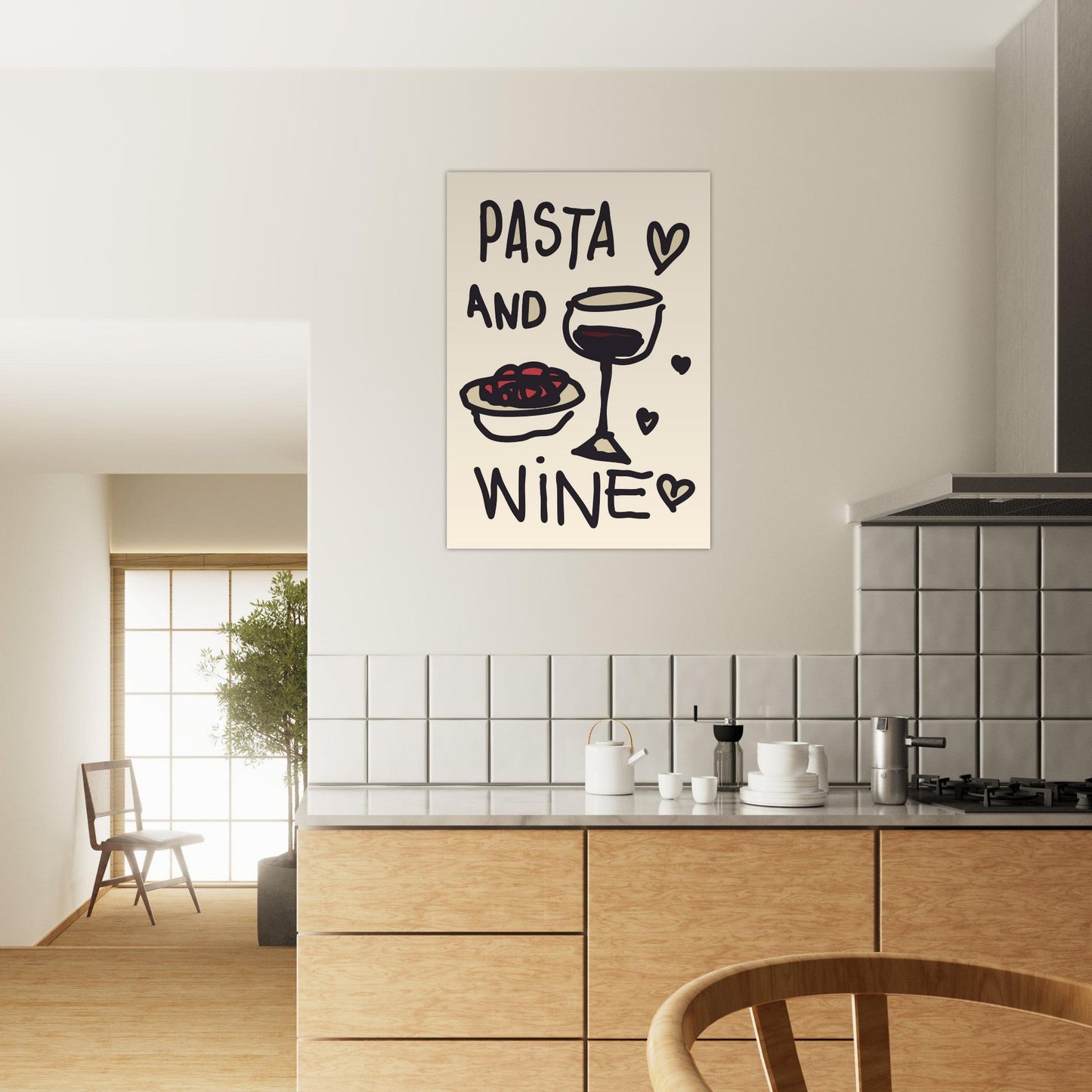 Food 'Pasta & Wine' - Premium Matte Paper Poster