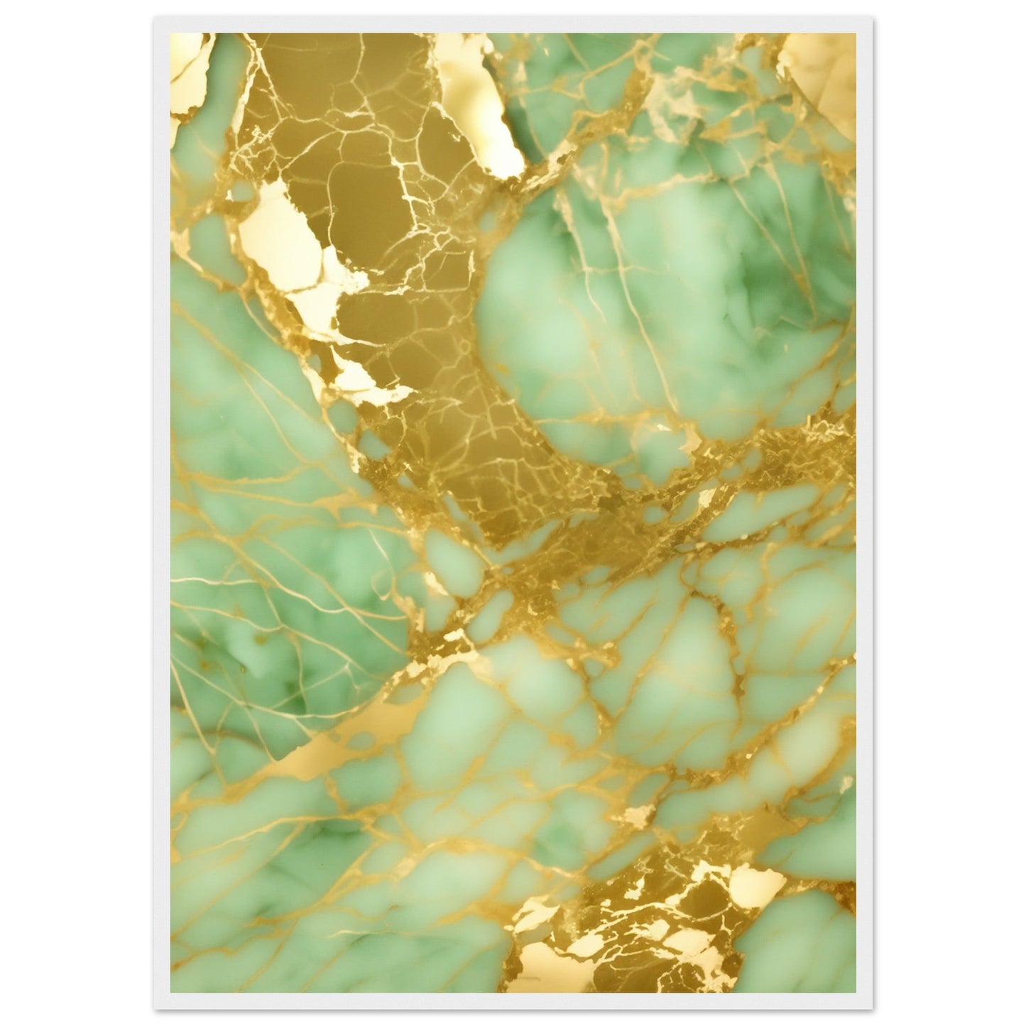 Marble 'Green & Gold' II - Premium Matte Paper Wooden Framed Poster