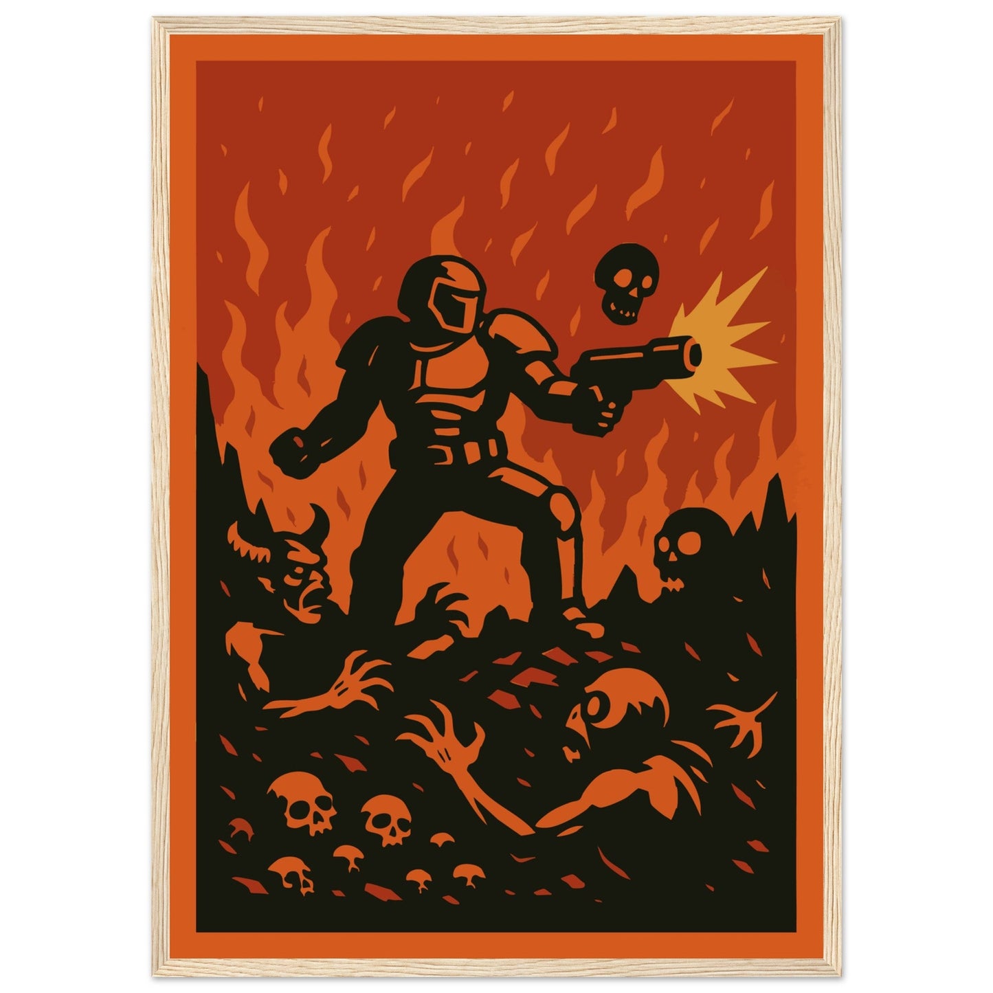 Gaming 'Slayer' - Premium Matte Paper Wooden Framed Poster