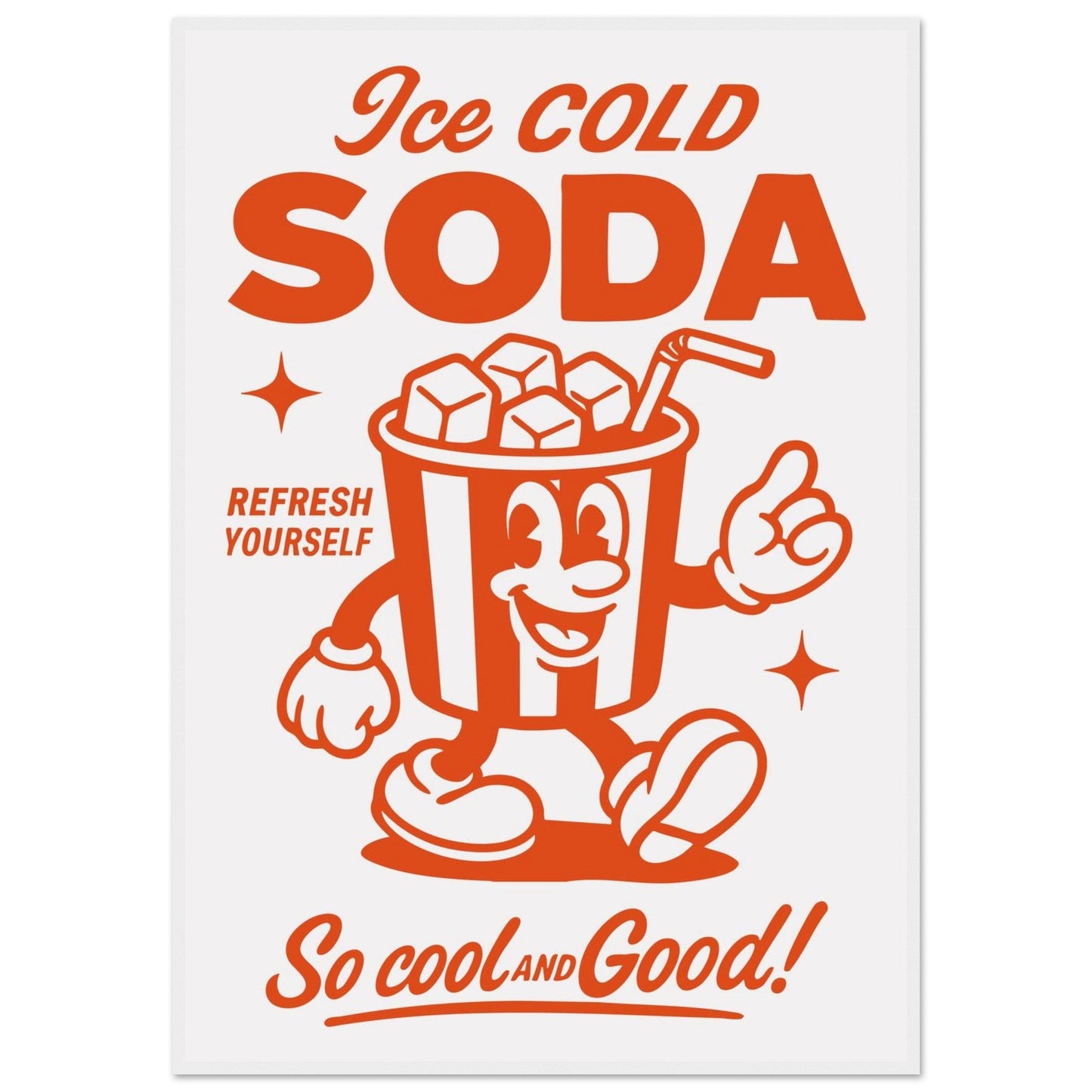 Food 'Ice Cold Soda' - Premium Matte Paper Wooden Framed Poster