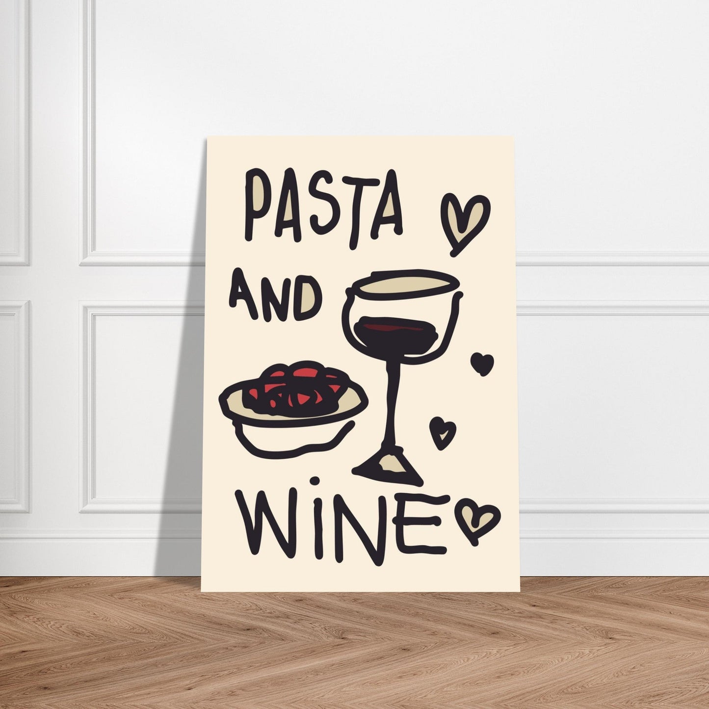 Food 'Pasta & Wine' - Premium Matte Paper Poster