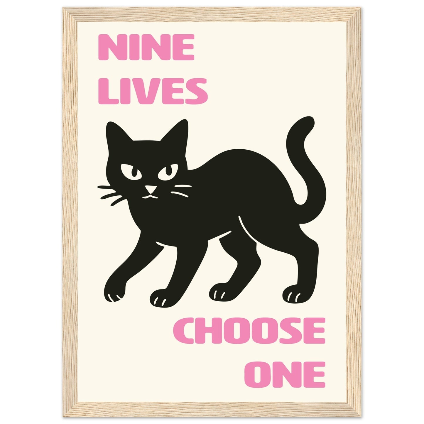 Animals 'Nine Lives' - Premium Matte Paper Wooden Framed Poster