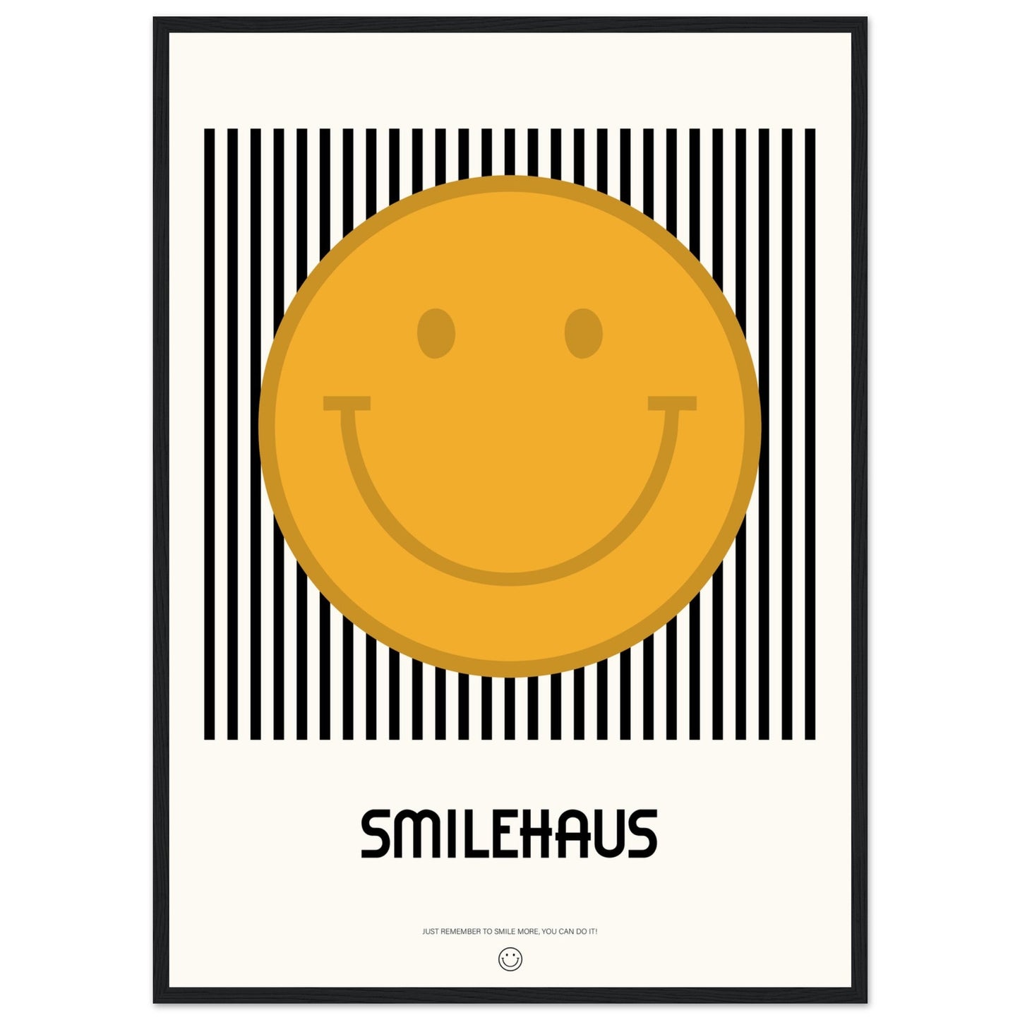 Yellow & Black 'Smilehaus' - Premium Matte Paper Wooden Framed Poster