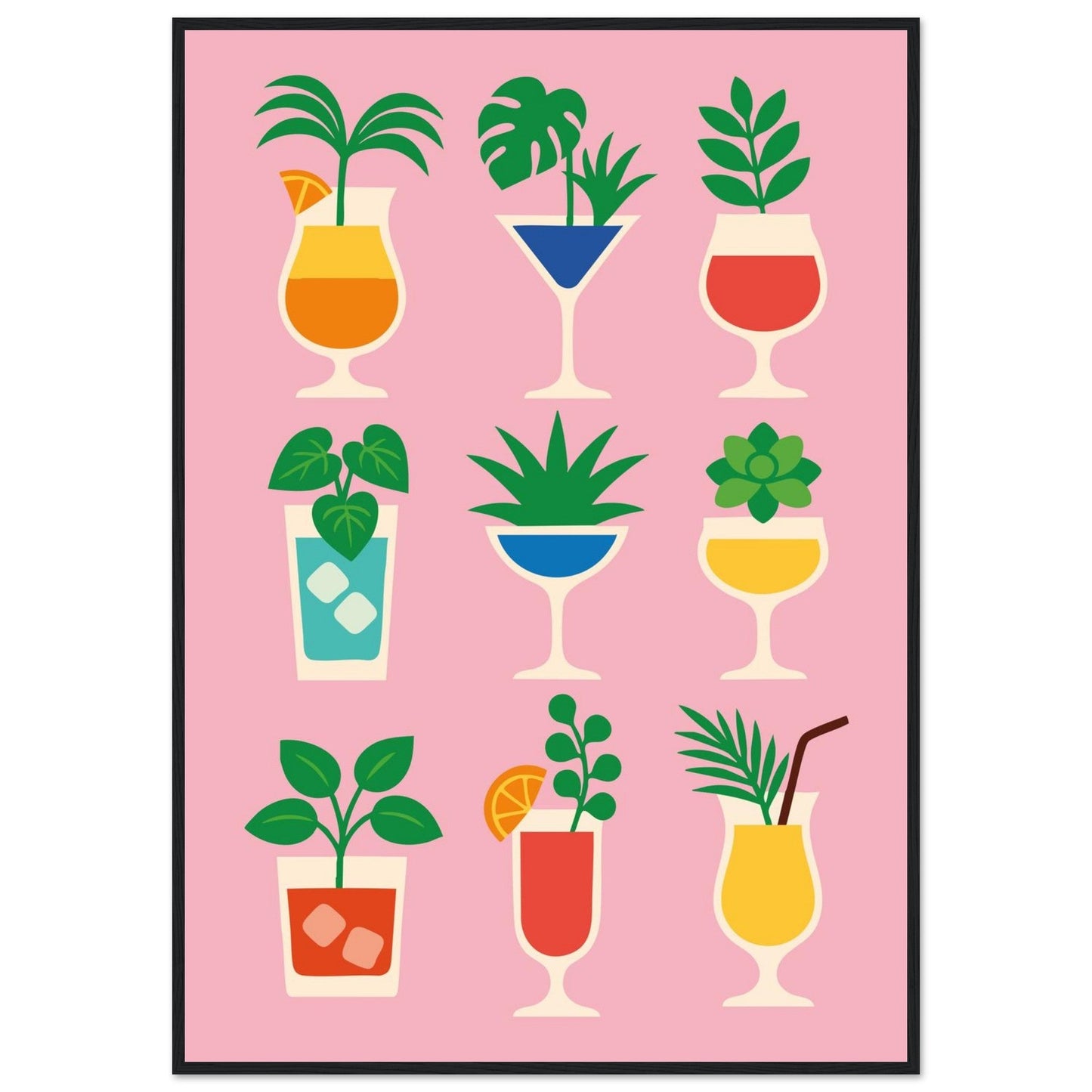 Cocktail Jungle - Premium Matte Paper Wooden Framed Poster