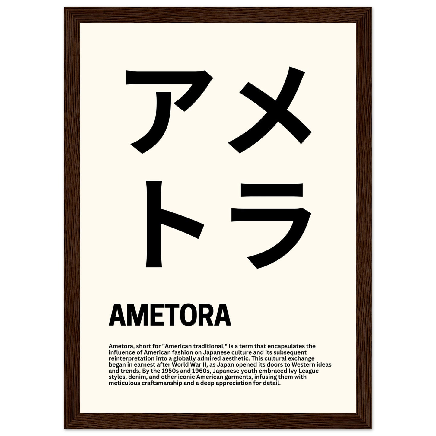 Japanese Fashion 'Ametora' - Premium Matte Paper Wooden Framed Poster