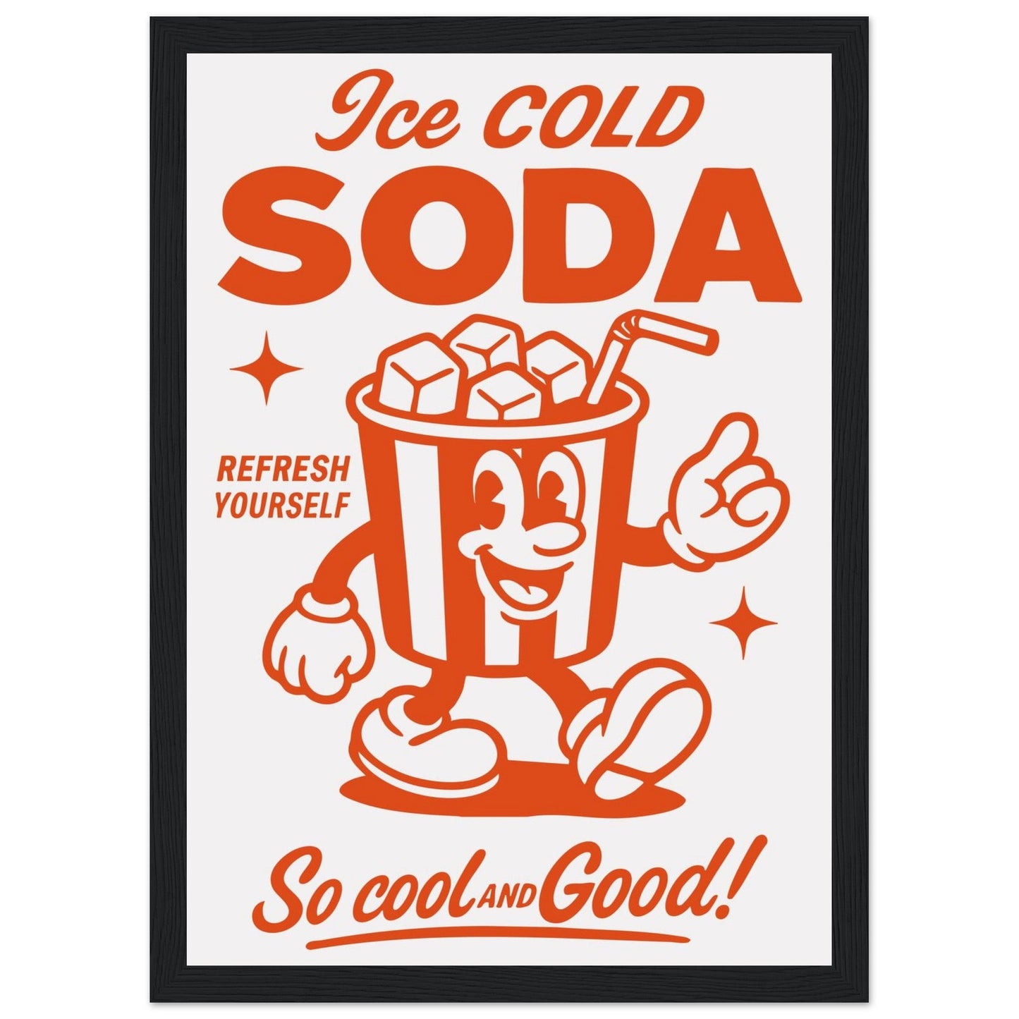 Food 'Ice Cold Soda' - Premium Matte Paper Wooden Framed Poster