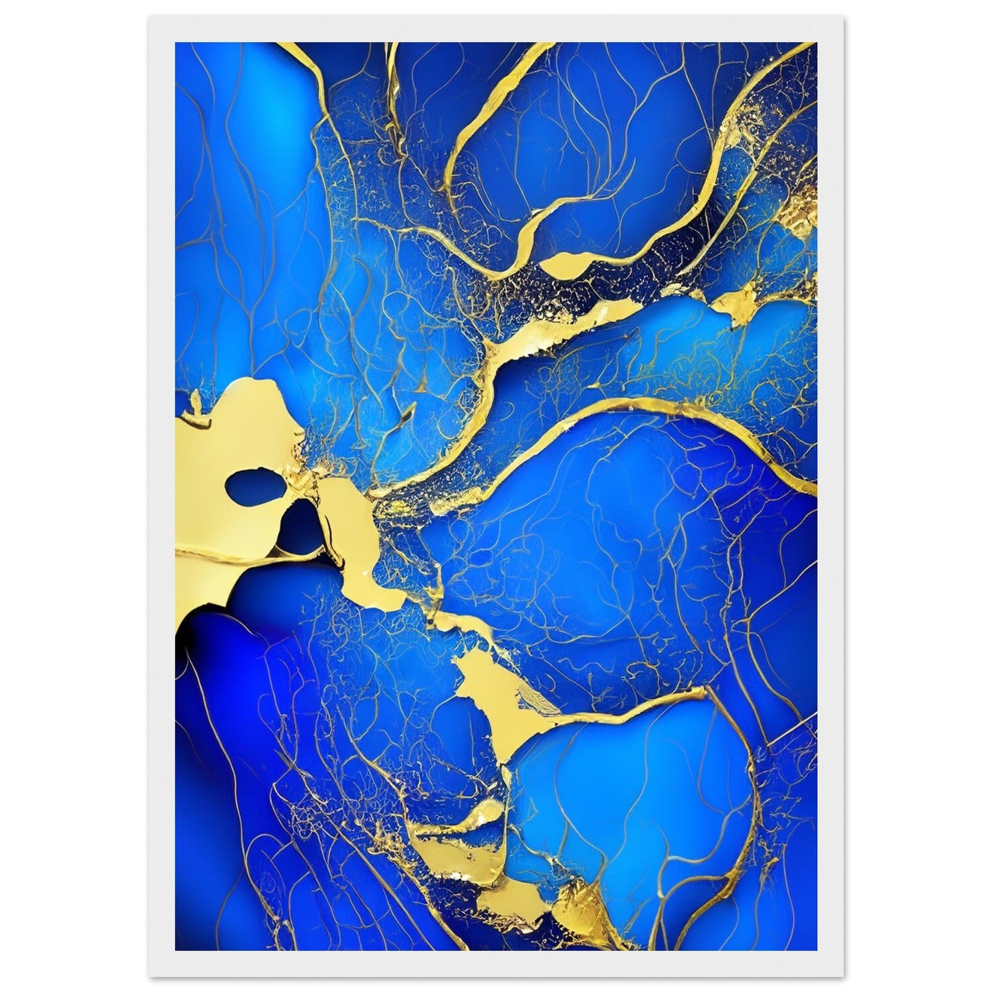 Marble 'Blue & Gold' II - Premium Matte Paper Wooden Framed Poster