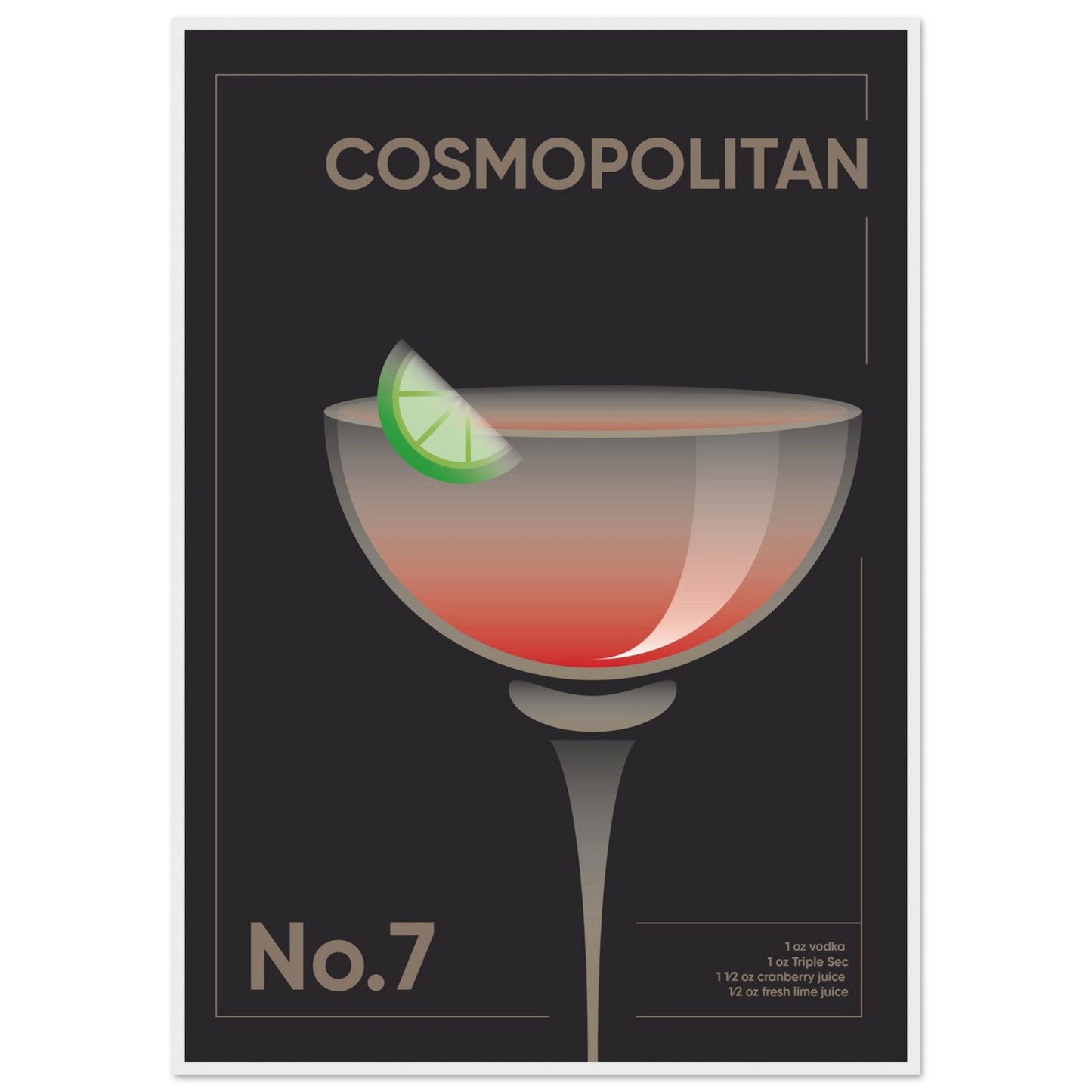 Cocktail 'Cosmopolitan' - Premium Matte Paper Wooden Framed Poster