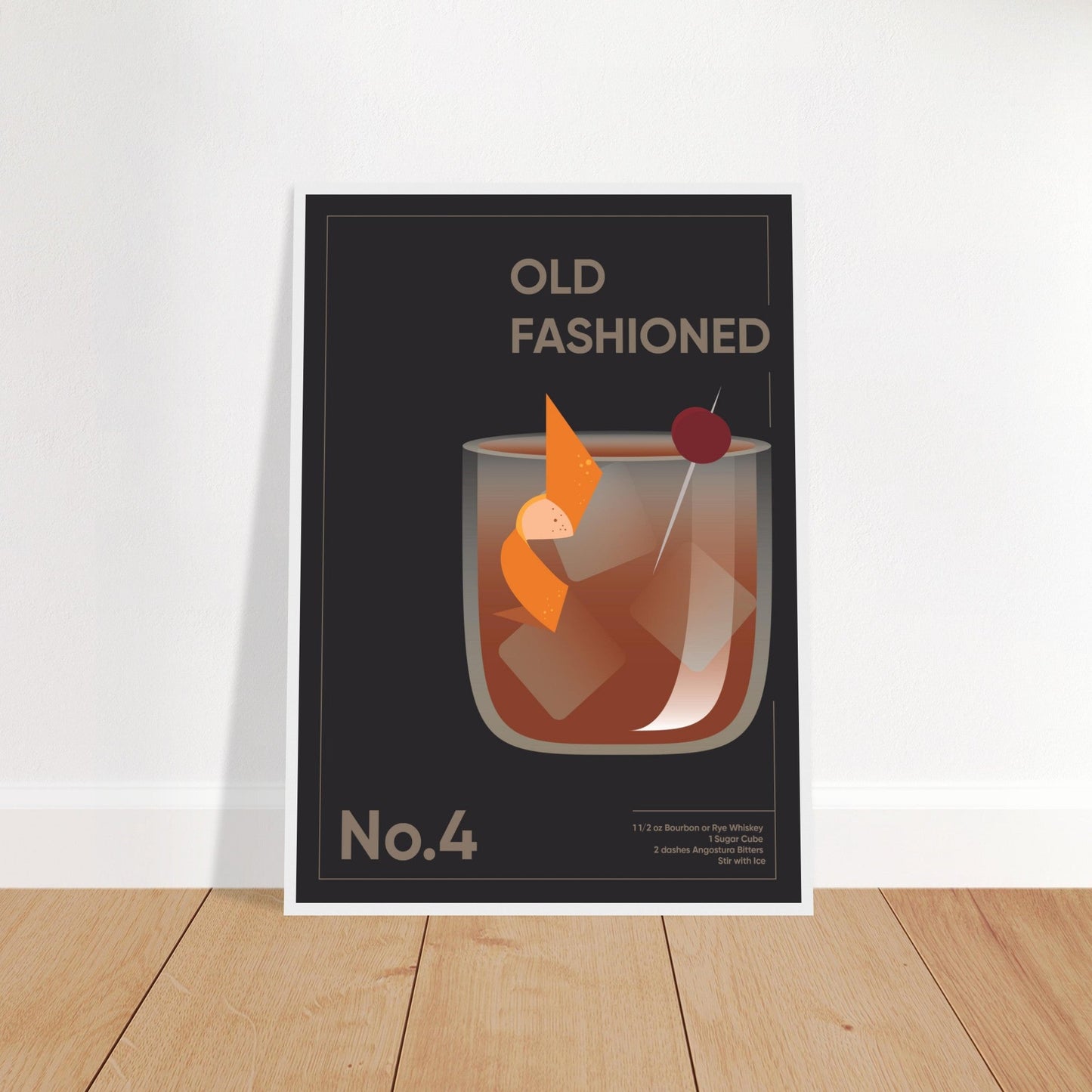 Cocktail 'Old Fashioned' - Premium Matte Paper Wooden Framed Poster
