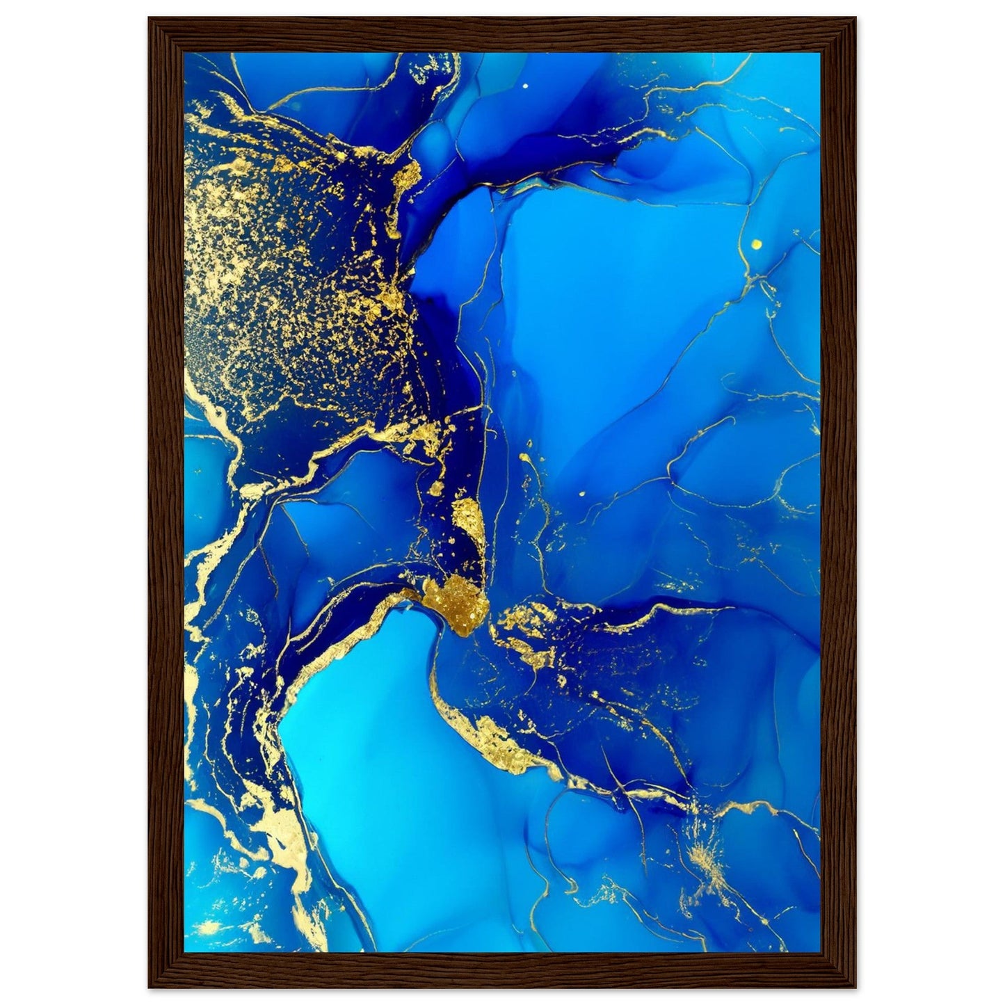 Marble 'Blue & Gold' III - Premium Matte Paper Wooden Framed Poster