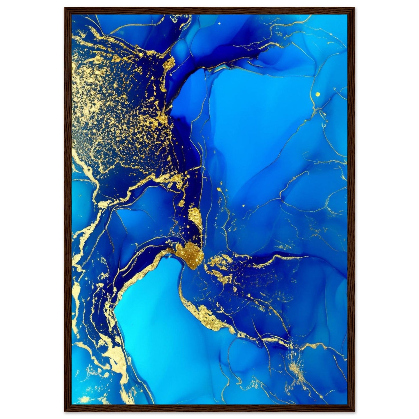 Marble 'Blue & Gold' III - Premium Matte Paper Wooden Framed Poster