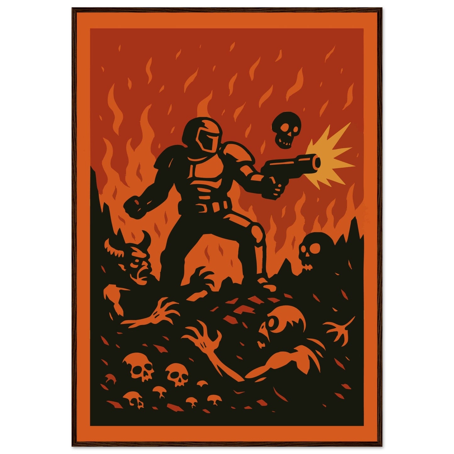 Gaming 'Slayer' - Premium Matte Paper Wooden Framed Poster